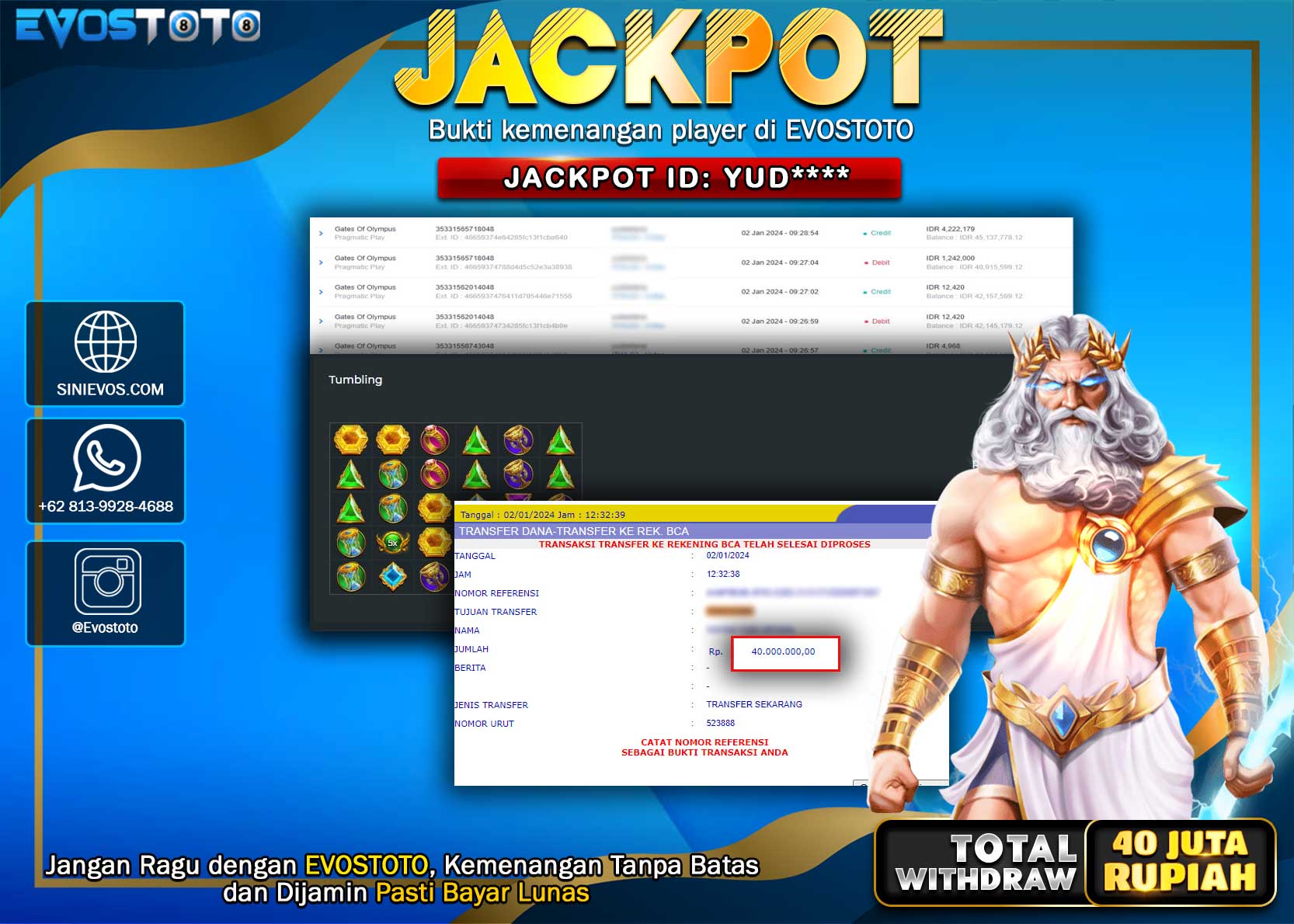 PEMBAYARAN JACKPOT SLOT GATES OF OLYMPUS 40.000.000 DI BAYAR LANGSUNG !