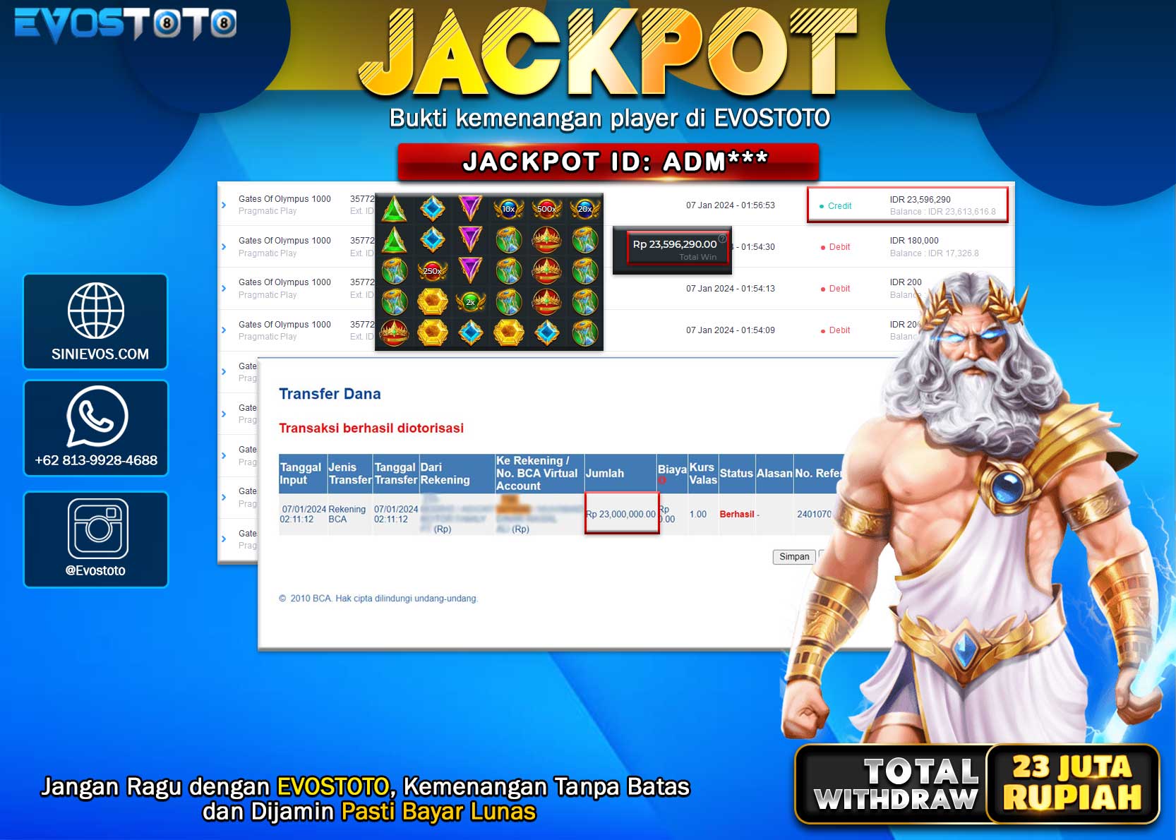 PEMBAYARAN JACKPOT SLOT GATES OF OLYMPUS 1000 23.000.000 DI BAYAR LANGSUNG !