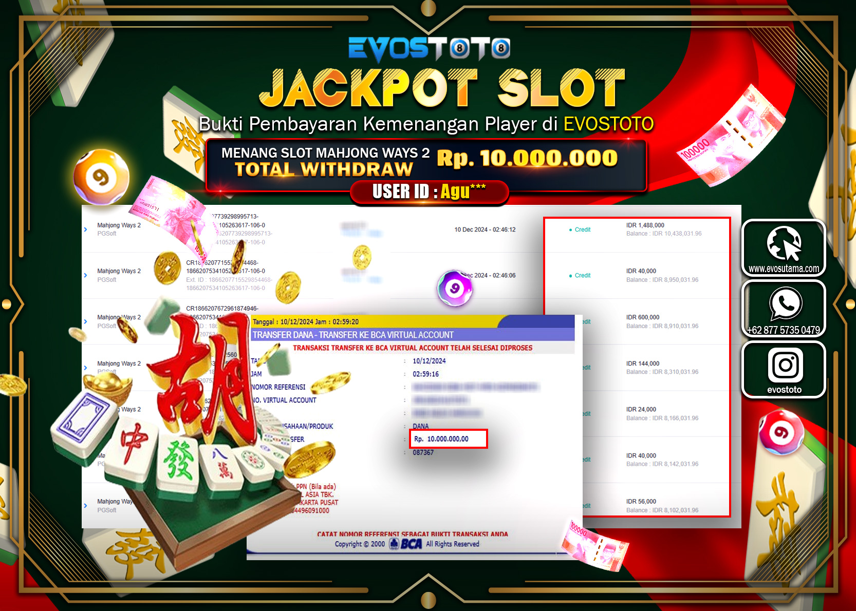 PEMBAYARAN JACKPOT SLOT MAHJONG WAYS 2 10.000.000 DI BAYAR LANGSUNG !