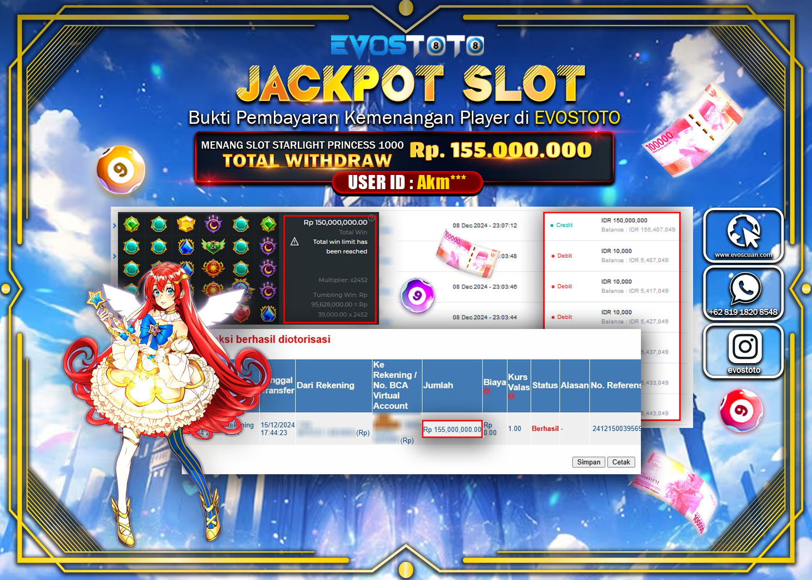 PEMBAYARAN JACKPOT SLOT STARLIGHT PRINCESS 1000 Rp.155.000.000 DI BAYAR LANGSUNG !