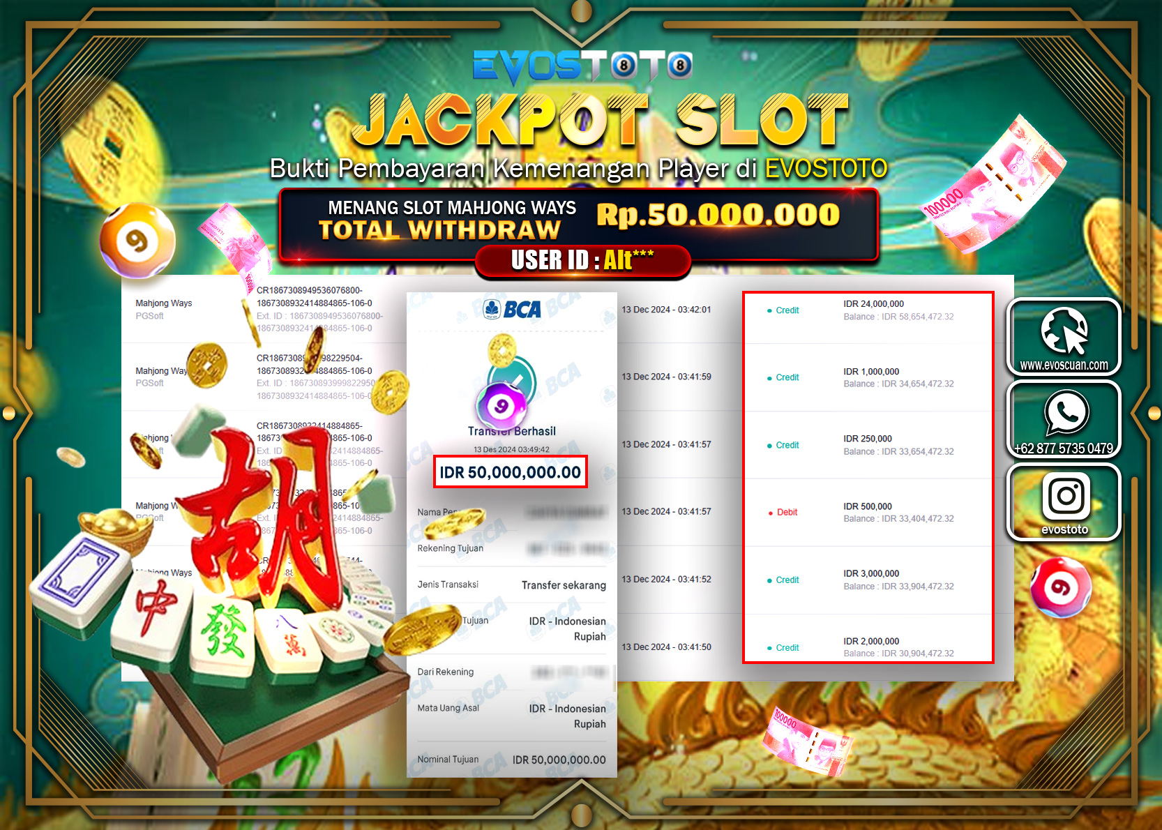PEMBAYARAN JACKPOT SLOT MAHJONG WAYS  Rp.50.00.000 DI BAYAR LANGSUNG !
