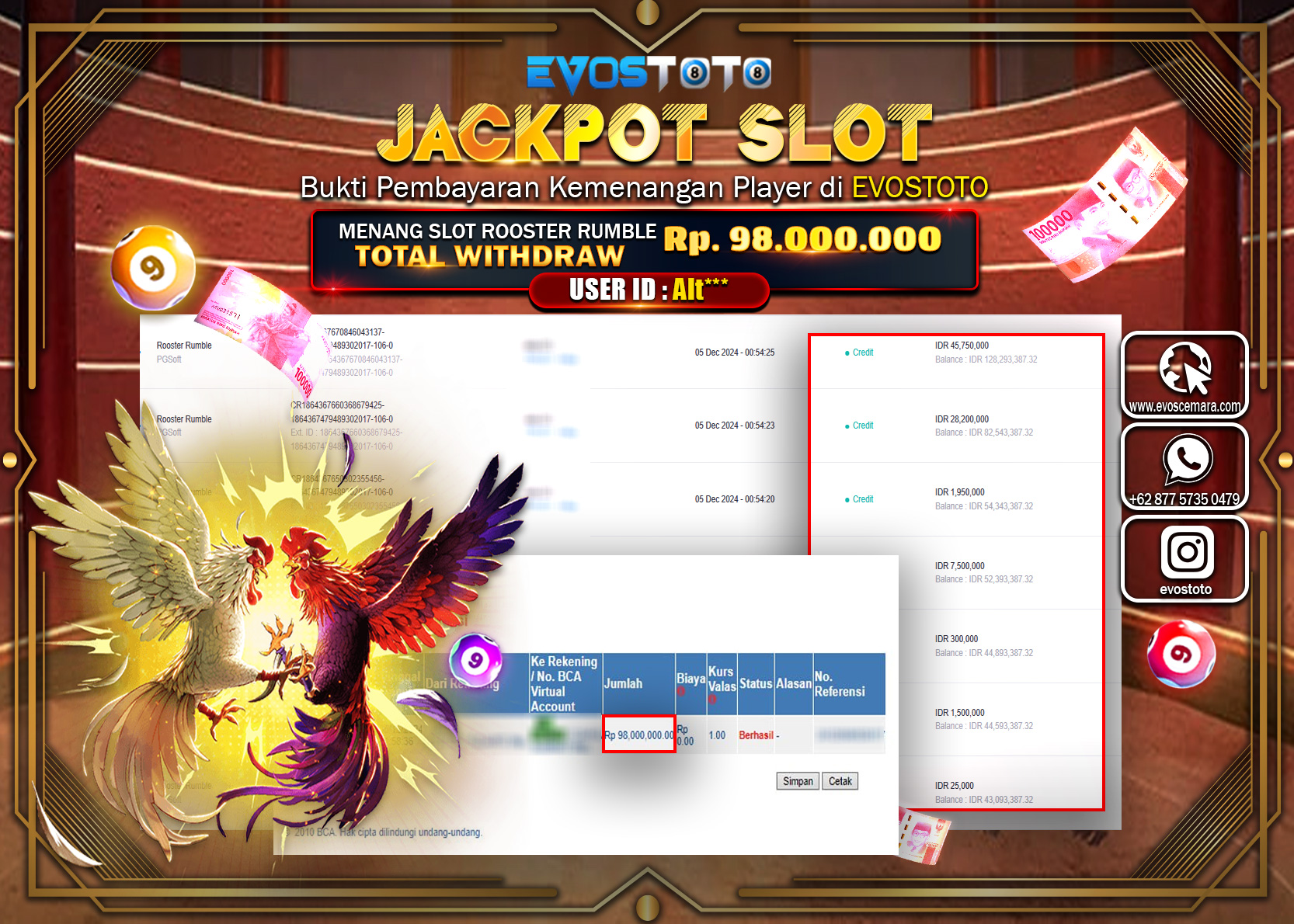PEMBAYARAN JACKPOT SLOT ROOSTER RUMBLE 98.000.000 DI BAYAR LANGSUNG !