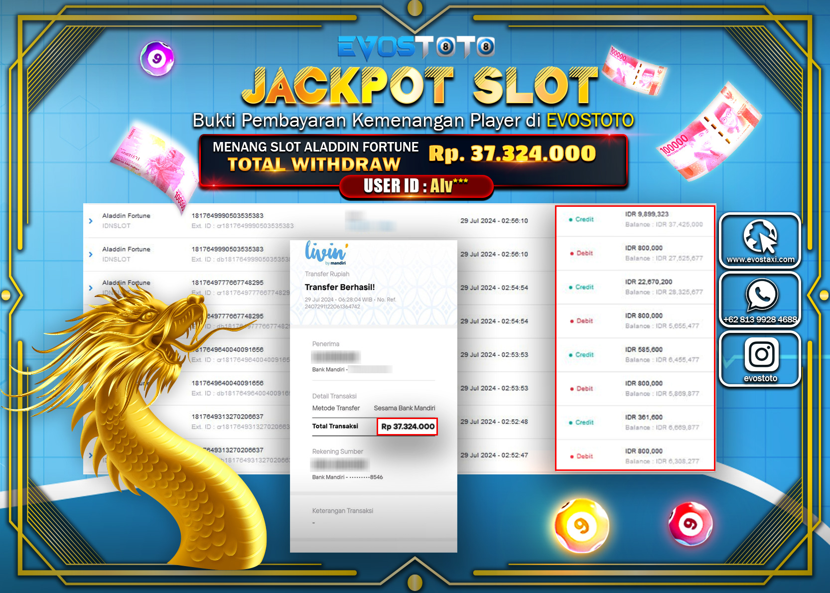 PEMBAYARAN JACKPOT SLOT ALLADIN FORTUNE 37.324.000 DI BAYAR LANGSUNG !