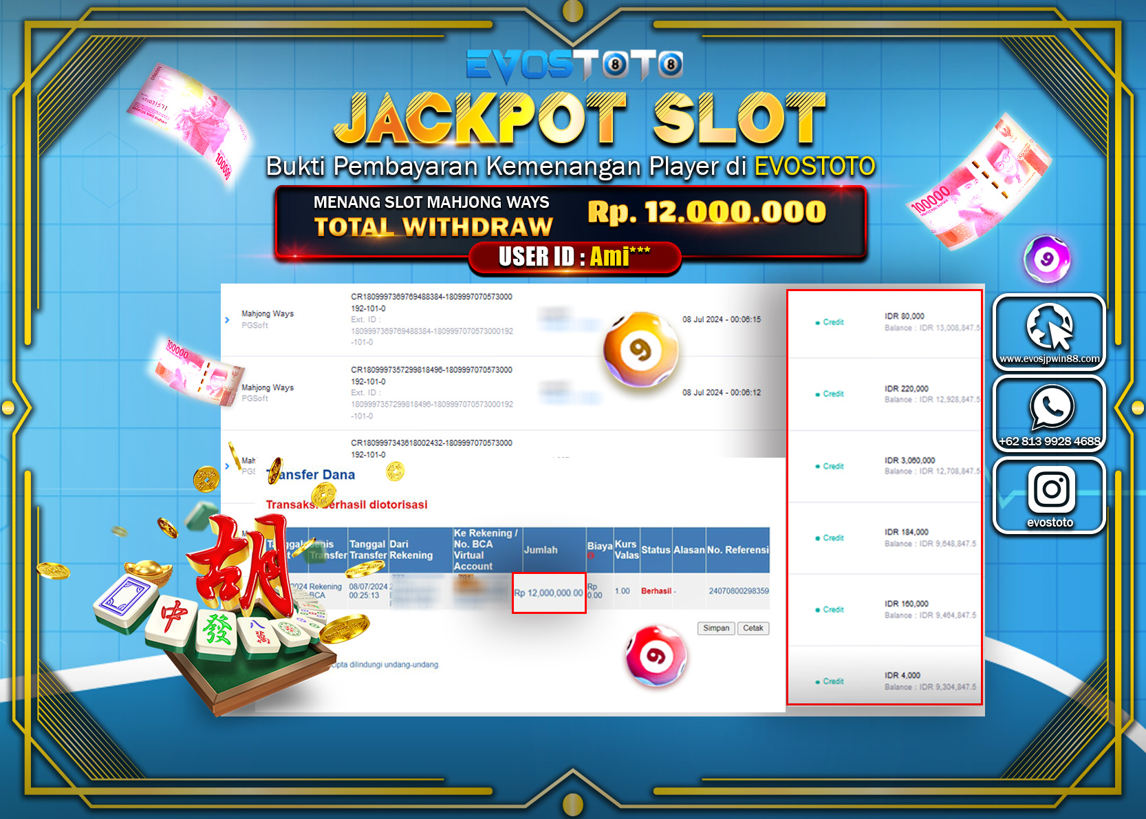 PEMBAYARAN JACKPOT SLOT MAHJONG WAYS 12.000.000 DI BAYAR LANGSUNG !