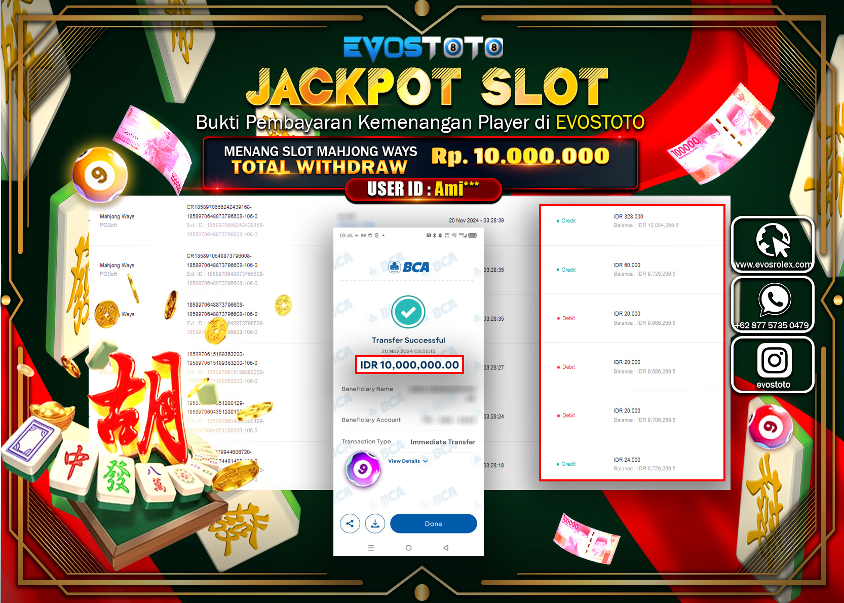 PEMBAYARAN JACKPOT SLOT MAHJJONG WAYS  10.000.000 DI BAYAR LANGSUNG !