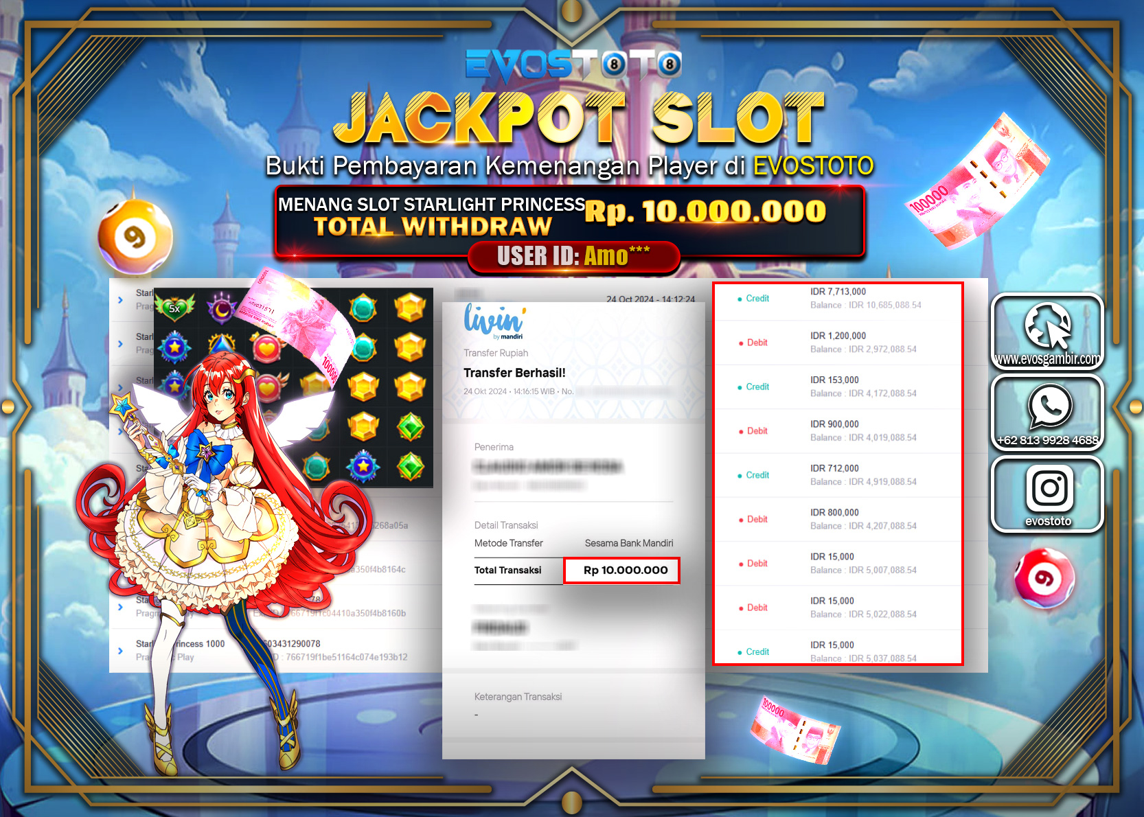 PEMBAYARAN JACKPOT SLOT STARLIGHT PRINCESS 10.000.000 DI BAYAR LANGSUNG !