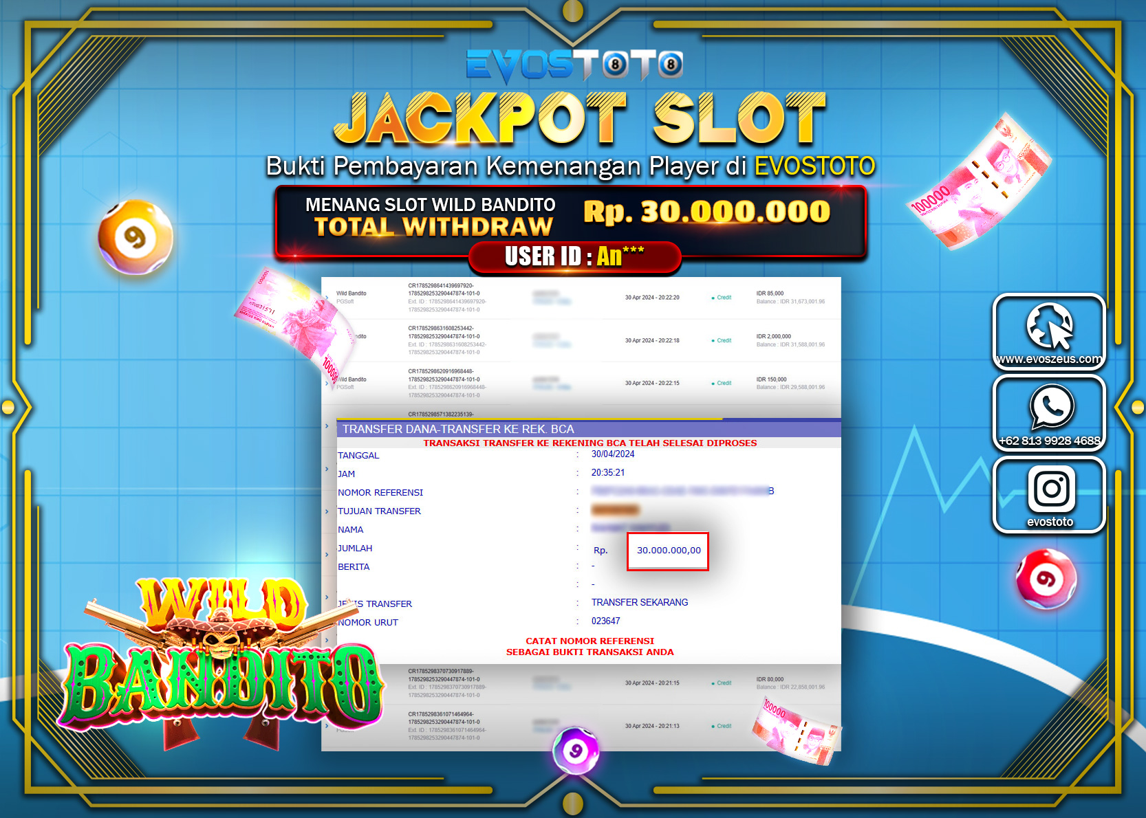 PEMBAYARAN JACKPOT SLOT WILD BANDITO 30.000.000 DI BAYAR LANGSUNG !