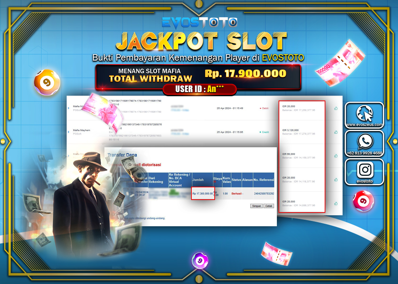 PEMBAYARAN JACKPOT SLOT MAFIA MAYHEM 17.900.000 DI BAYAR LANGSUNG !