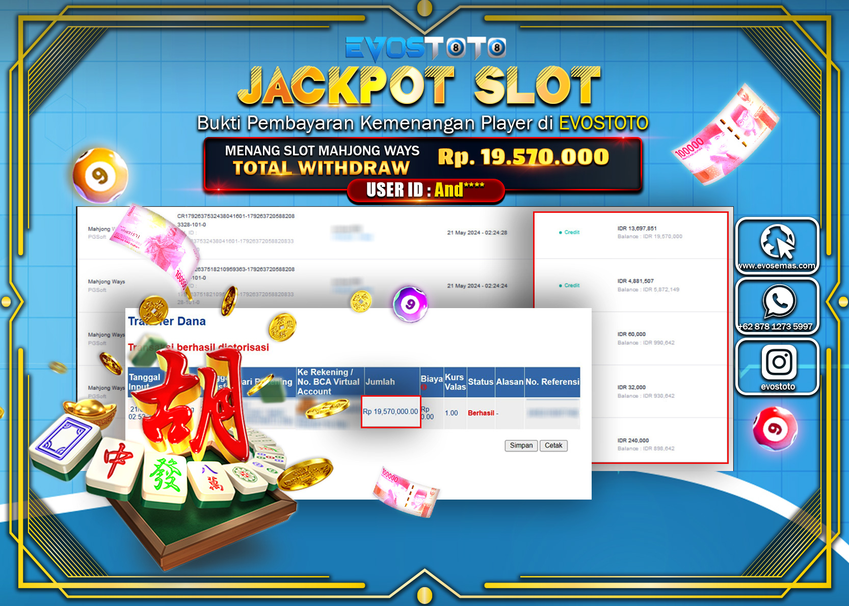 PEMBAYARAN JACKPOT SLOT MAHJONG WAYS 19.570.000 DI BAYAR LANGSUNG !