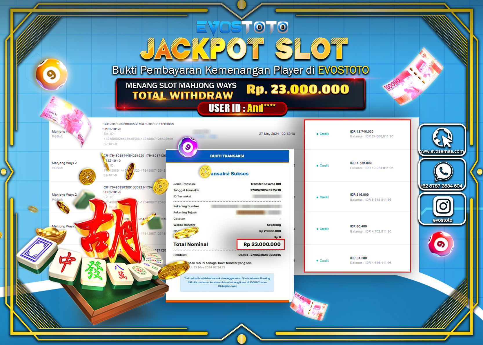 PEMBAYARAN JACKPOT SLOT MAHJONG WAYS 2 23.000.000 DI BAYAR LANGSUNG !