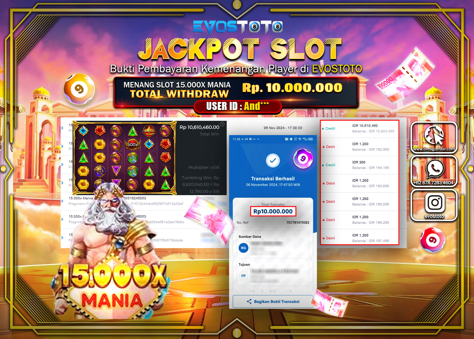 PEMBAYARAN JACKPOT SLOT 15.000X MANIA 10.000.000 DI BAYAR LANGSUNG !