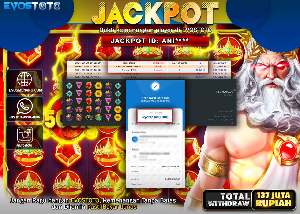 PEMBAYARAN JACKPOT SLOT GATES OF OLYMPUS 137.600.000 DI BAYAR LANGSUNG !