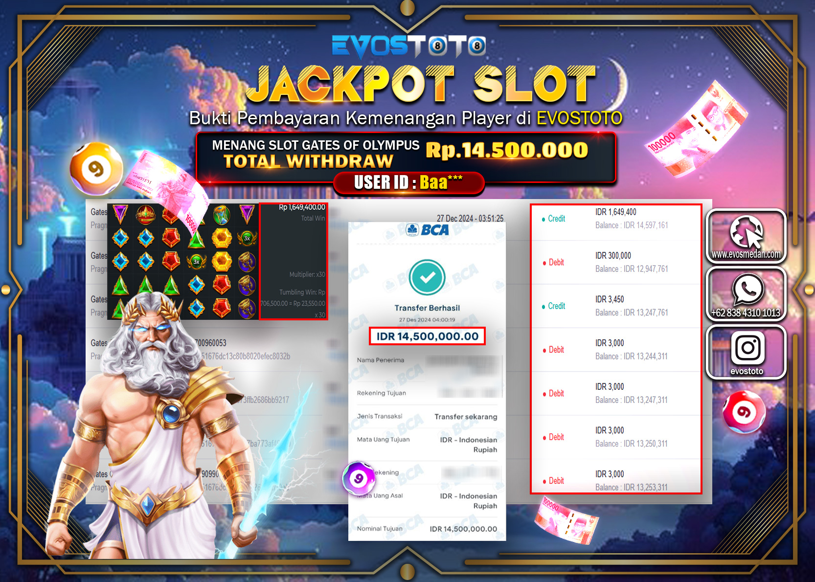 PEMBAYARAN JACKPOT SLOT GATES OF OLYMPUS Rp.14.500.000 DI BAYAR LANGSUNG !
