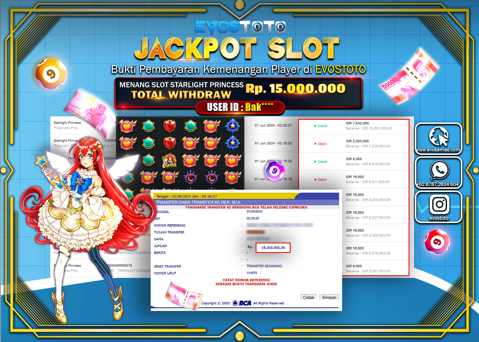 PEMBAYARAN JACKPOT SLOT STARLIGHT PRINCESS 15.000.000 DI BAYAR LANGSUNG !