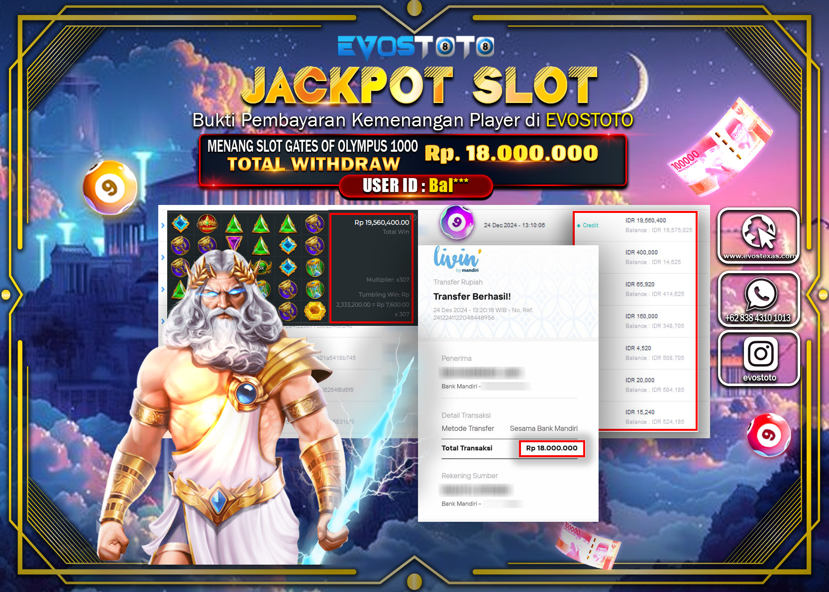 PEMBAYARAN JACKPOT SLOT GATES OF OLYMPUS 1000 Rp.18.000.000 DI BAYAR LANGSUNG !