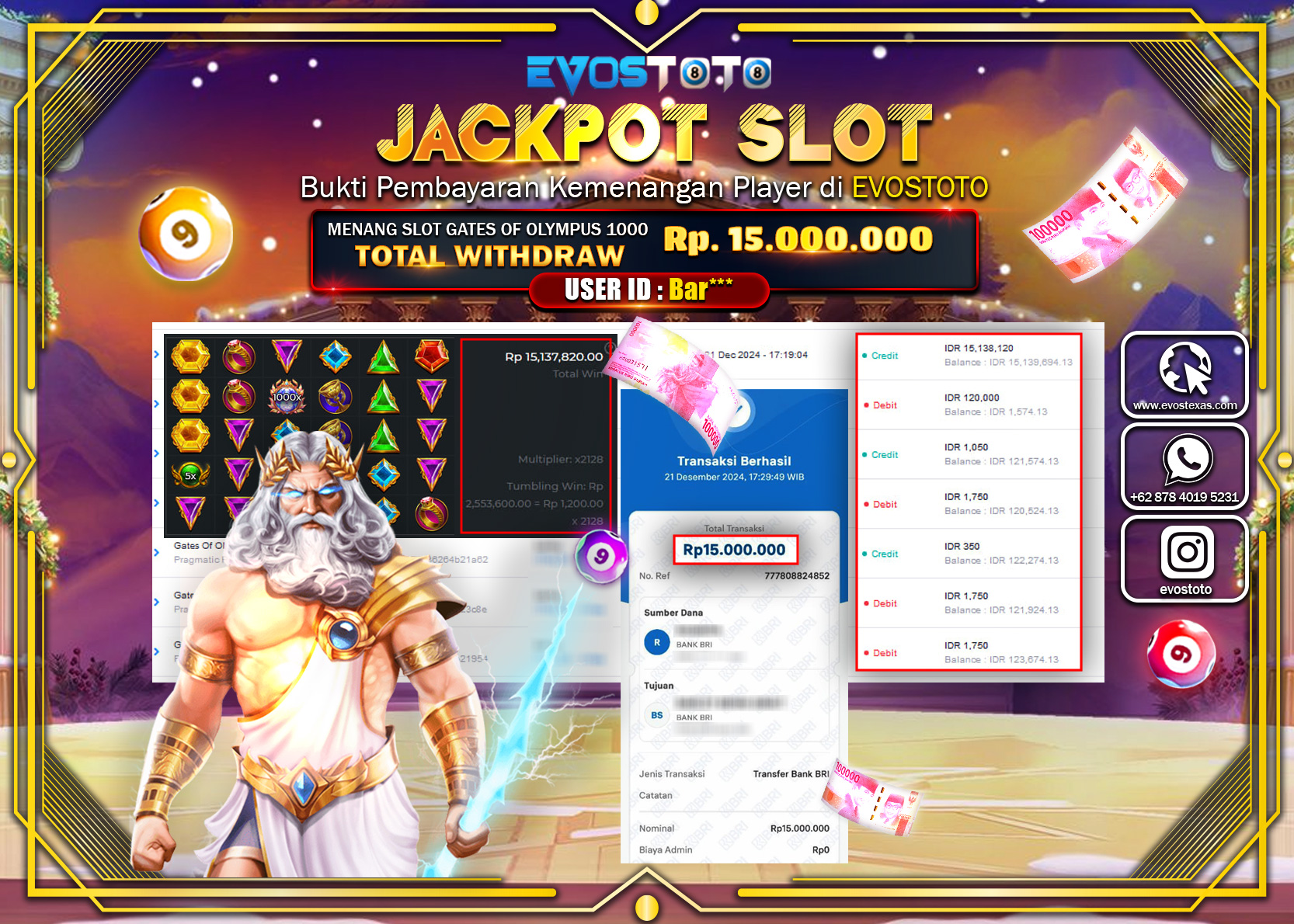 PEMBAYARAN JACKPOT SLOT GATES OF OLYMPUJS 1000 Rp.30.000.000 DI BAYAR LANGSUNG !