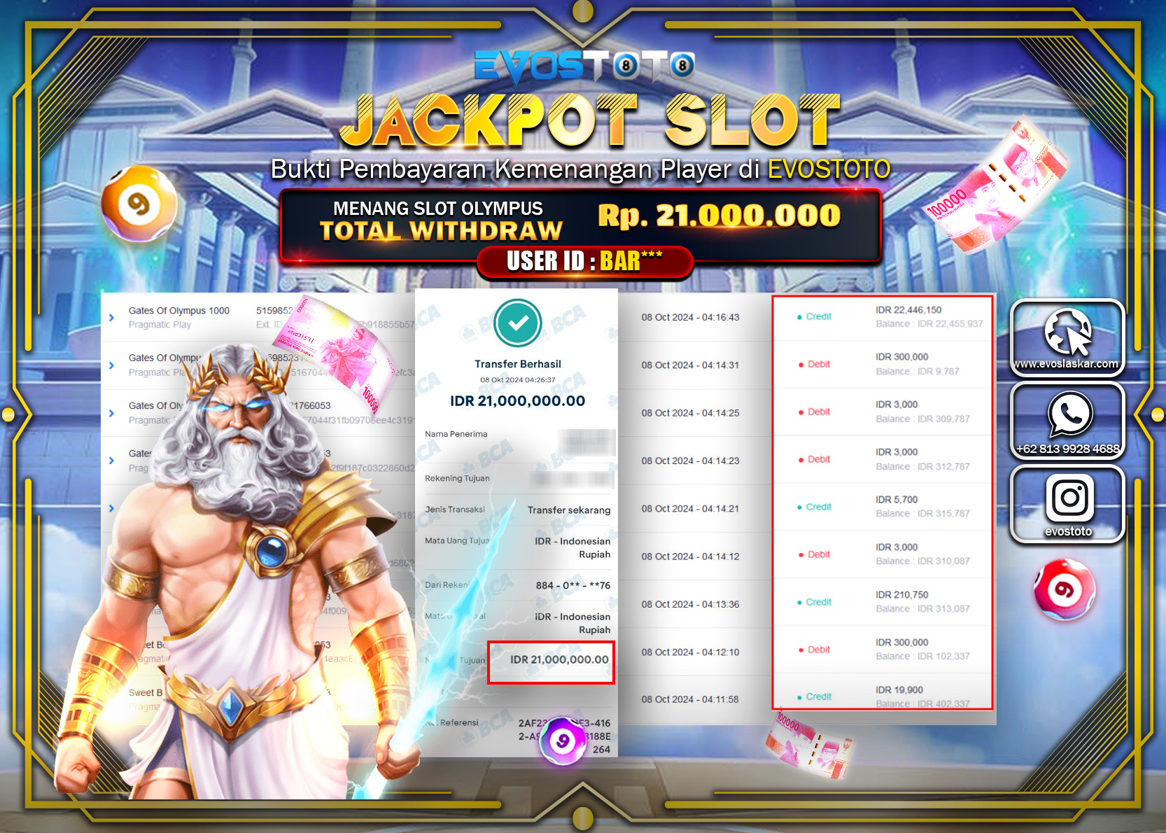 PEMBAYARAN JACKPOT SLOT GATES OF OLYMPUS 1000 21.000.000 DI BAYAR LANGSUNG !