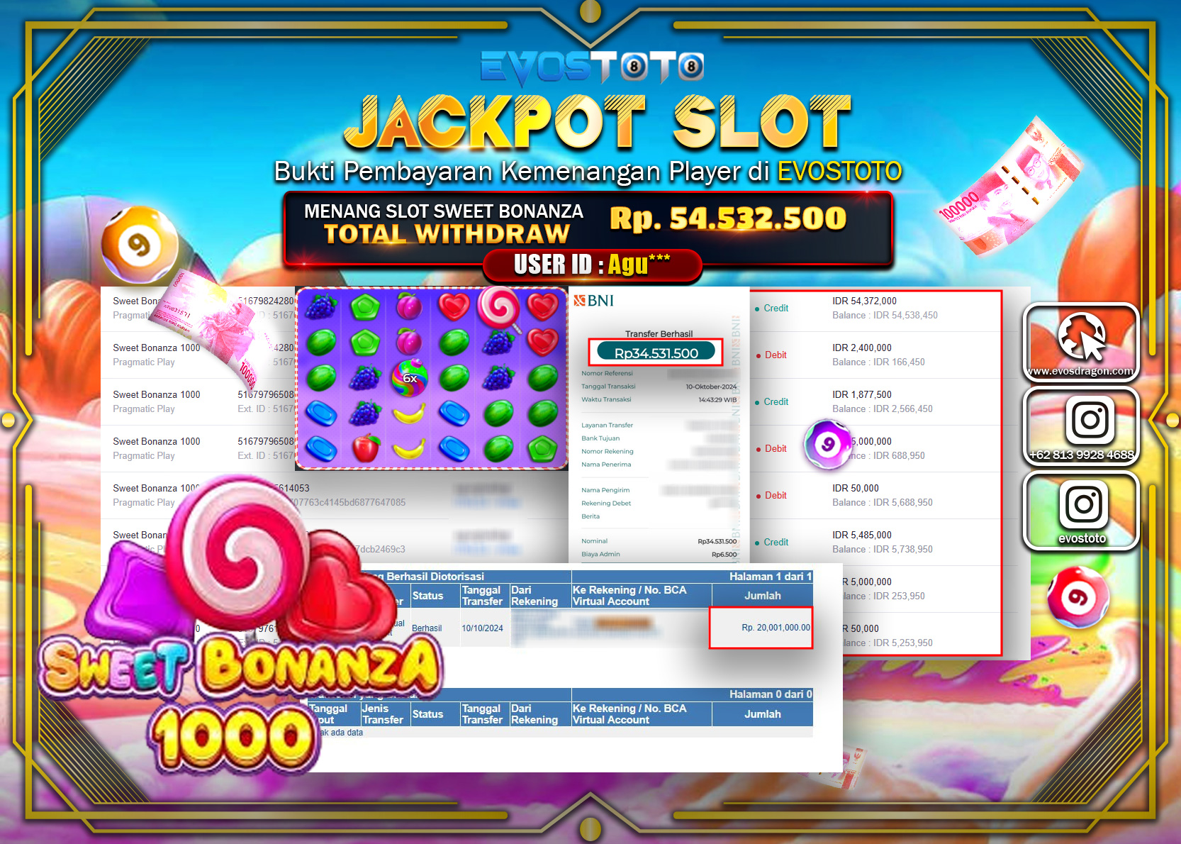 PEMBAYARAN JACKPOT SLOT SWEET BONANZA 1000 54.532.500 DI BAYAR LANGSUNG !