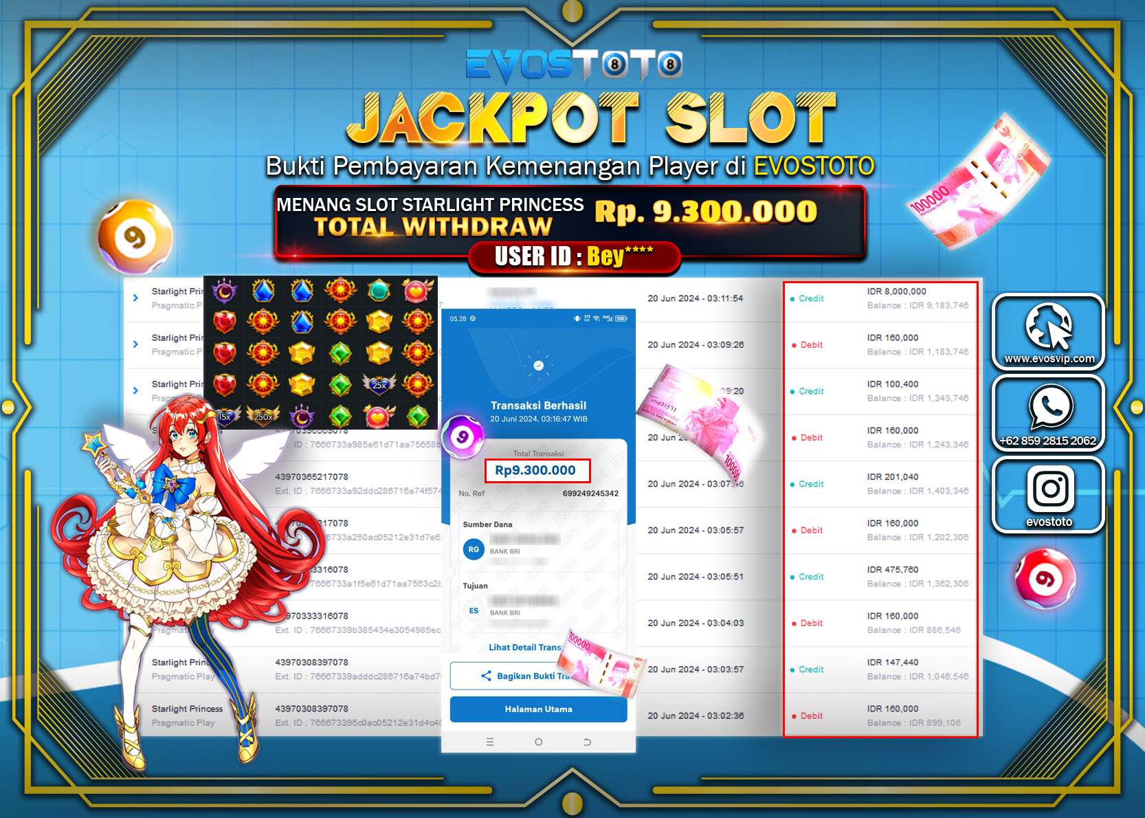 PEMBAYARAN JACKPOT SLOT STARLIGHT PRINCESS 9.300.000 DI BAYAR LANGSUNG !