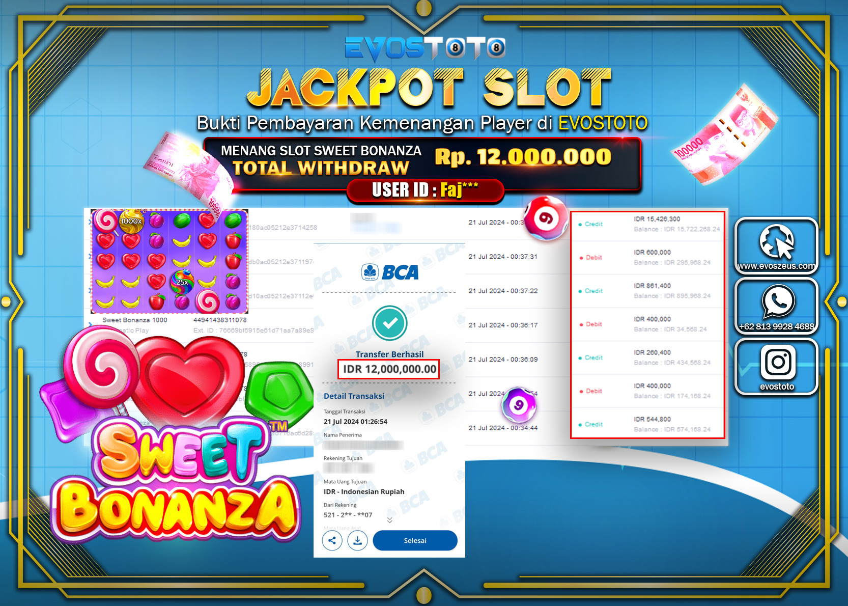 PEMBAYARAN JACKPOT SLOT SWEET BONANZA 1000  50.000.000 DI BAYAR LANGSUNG !