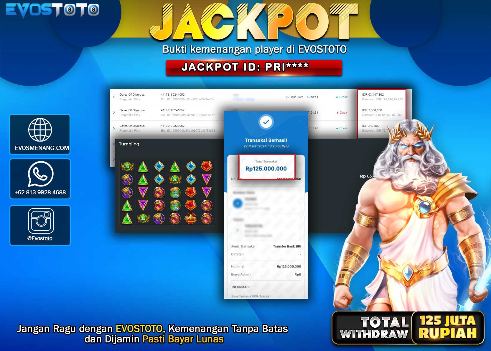 PEMBAYARAN JACKPOT SLOT GATES OF OLYMPUS 125.000.000 DI BAYAR LANGSUNG !