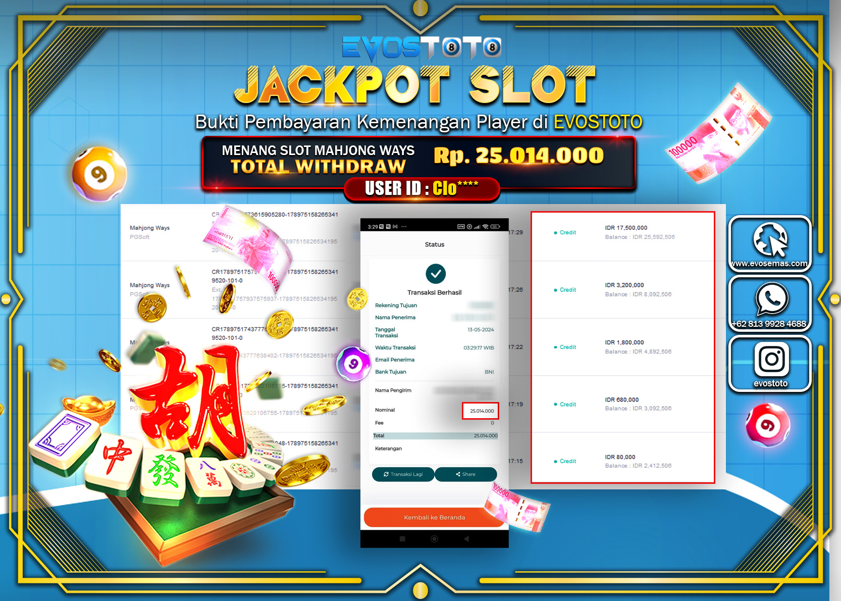 PEMBAYARAN JACKPOT SLOT MAHJONG WAYS 25.000.000 DI BAYAR LANGSUNG !