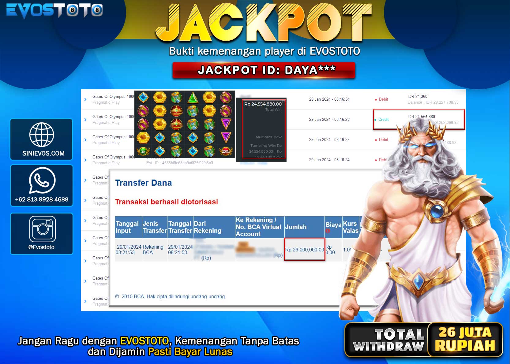 PEMBAYARAN JACKPOT SLOT GATES OF OLYMPUS 1000  26.000.000 DI BAYAR LANGSUNG !
