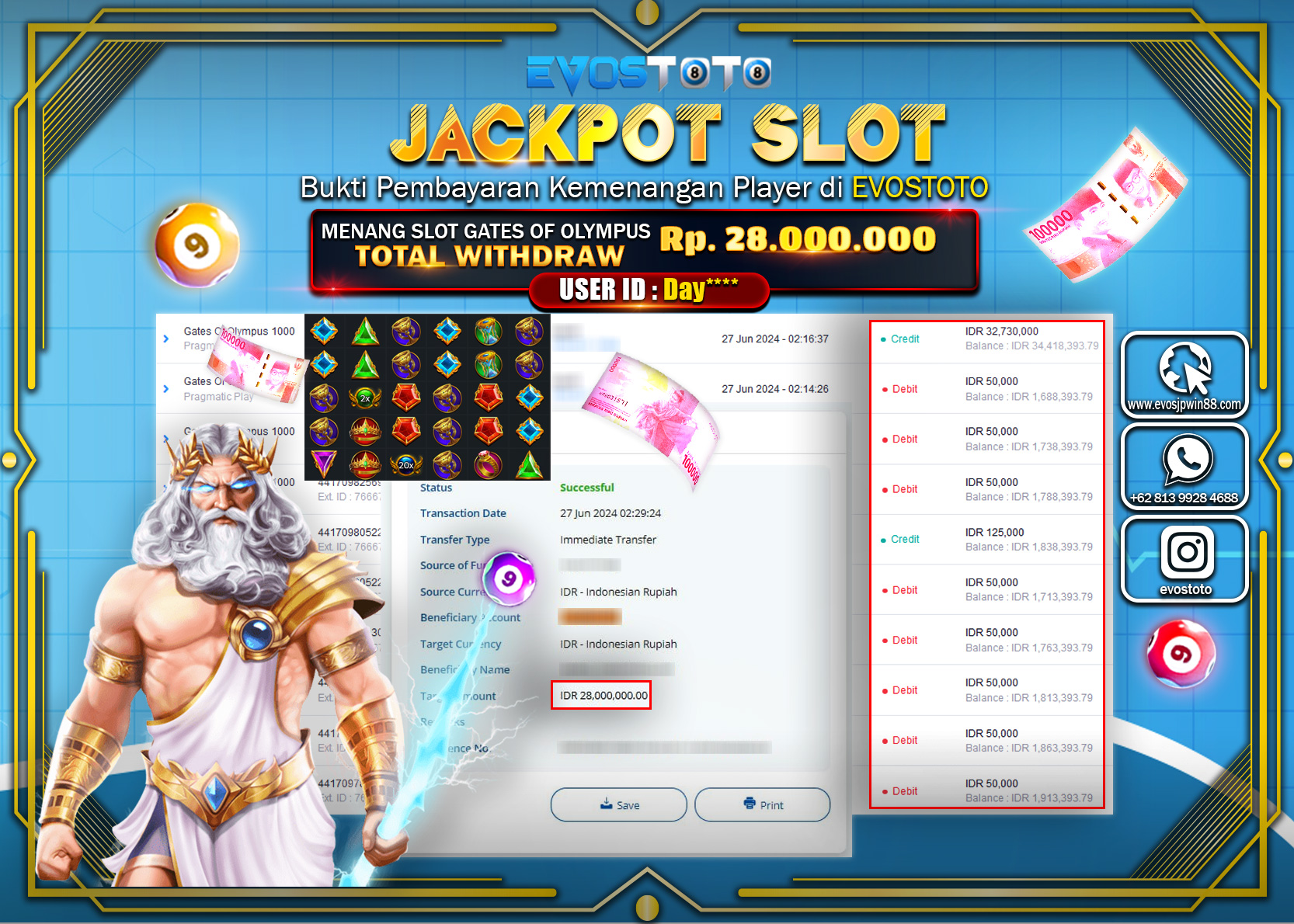 PEMBAYARAN JACKPOT SLOT GATES OF OLYMPUS 1000 28.000.000 DI BAYAR LANGSUNG !