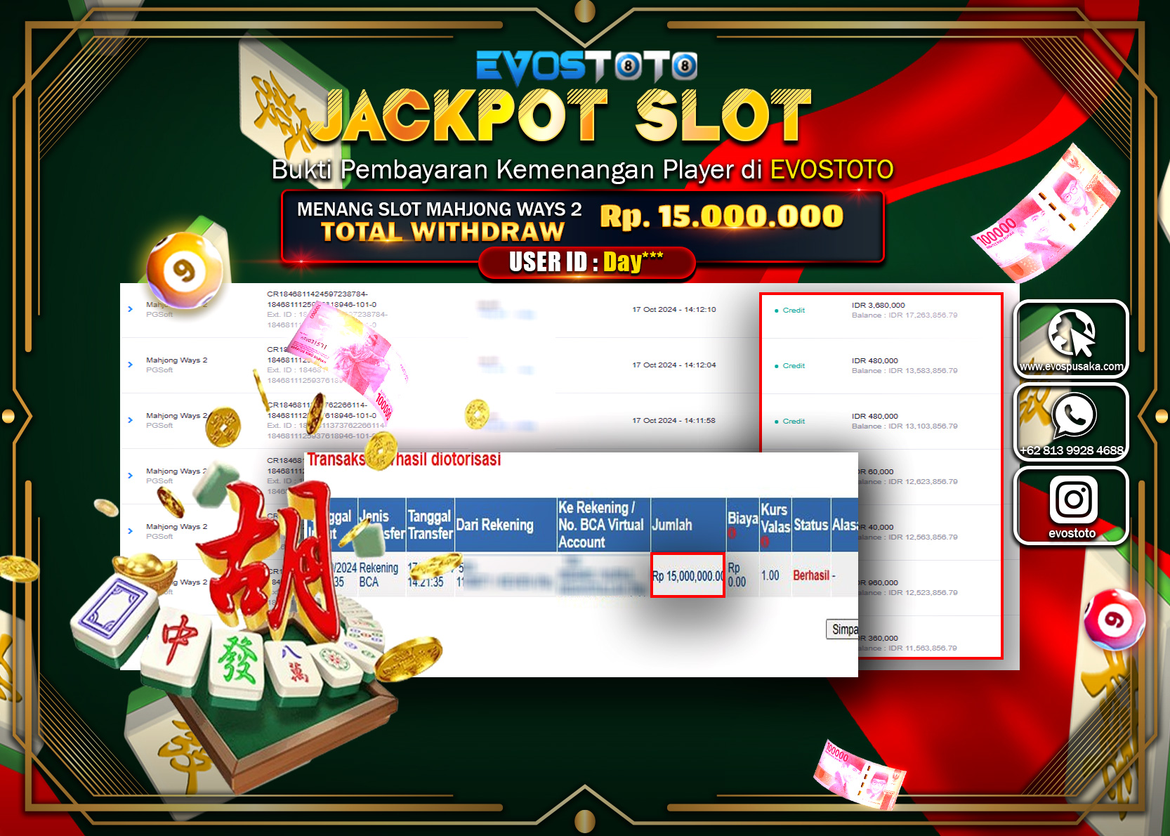 PEMBAYARAN JACKPOT SLOT MAHJONG WAYS 2 15.000.000 DI BAYAR LANGSUNG !