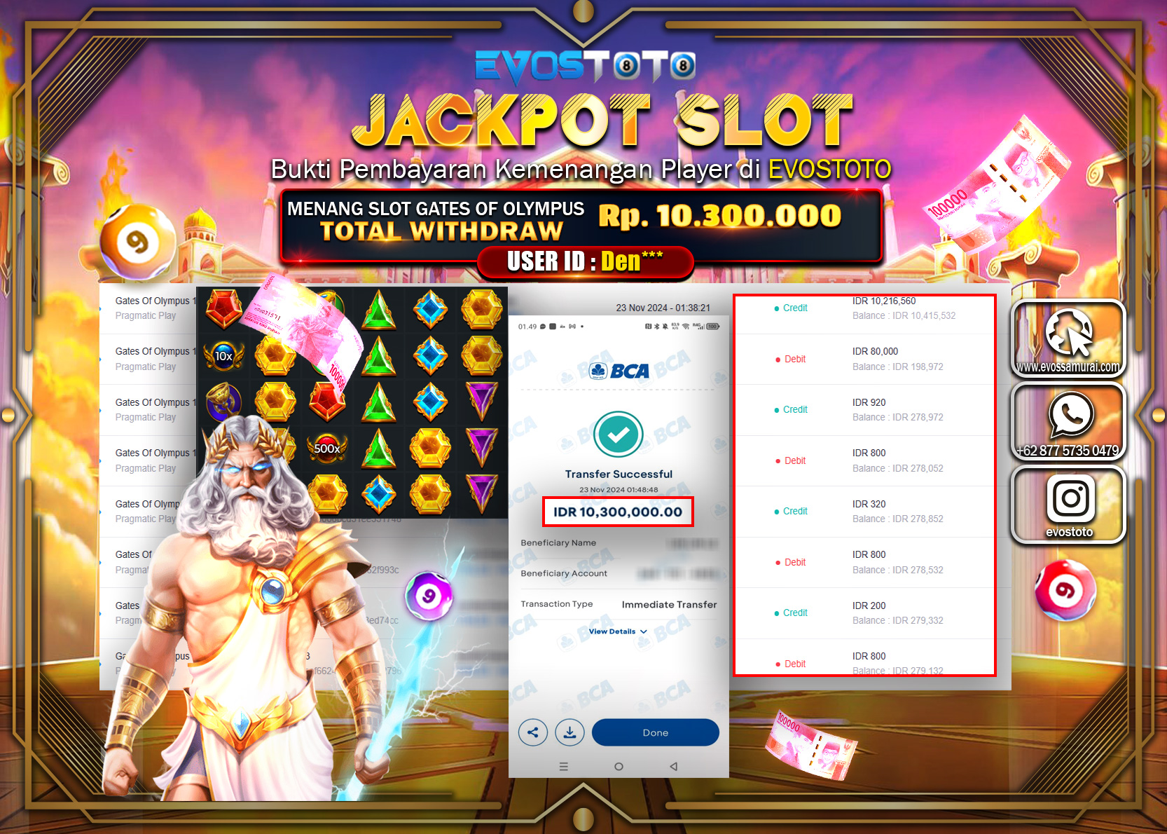 PEMBAYARAN JACKPOT SLOT GATES OF OLYMPUS 10.300.000 DI BAYAR LANGSUNG !