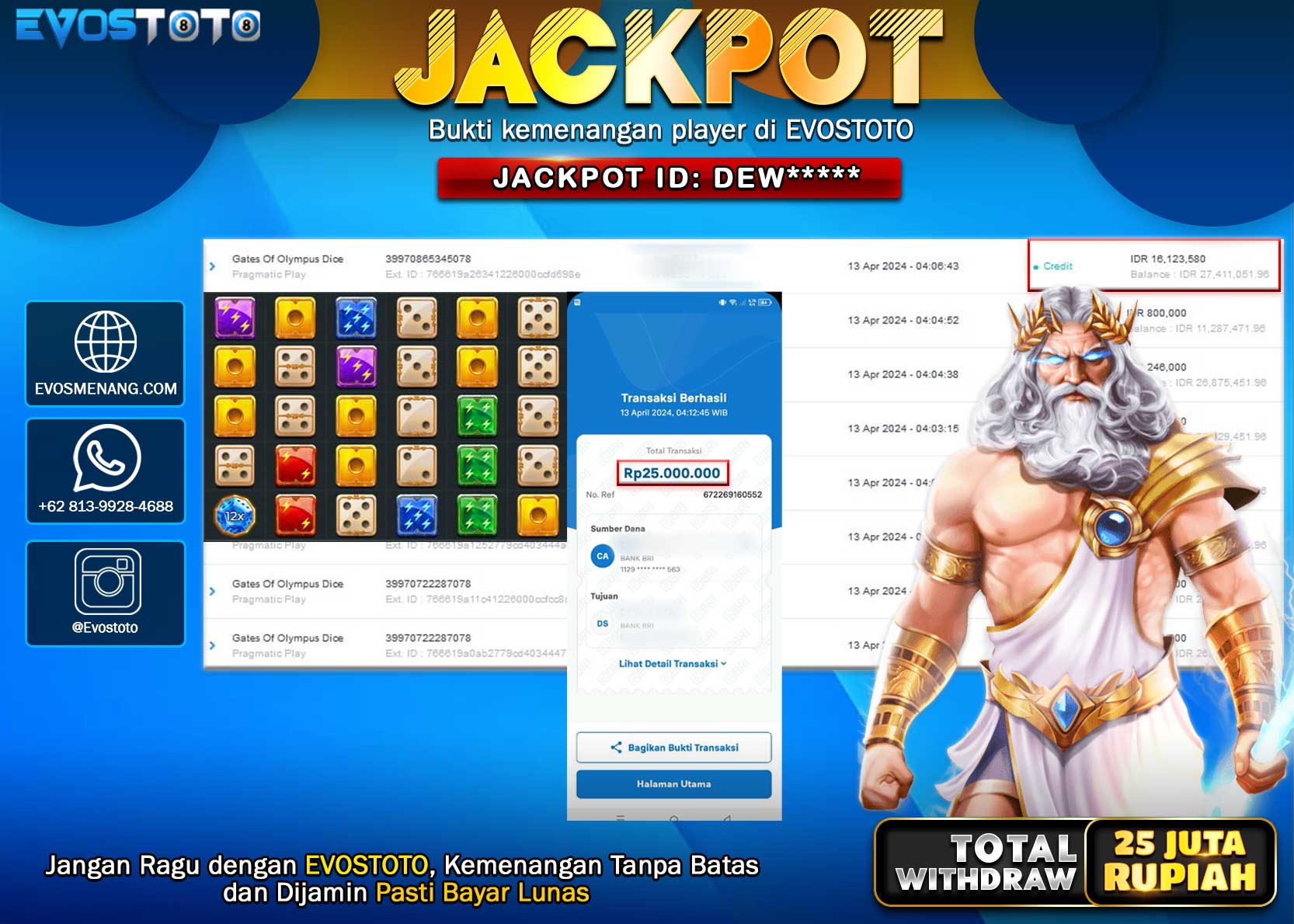 PEMBAYARAN JACKPOT SLOT GATES OF OLYMPUS DICE 25.000.000 DI BAYAR LANGSUNG !