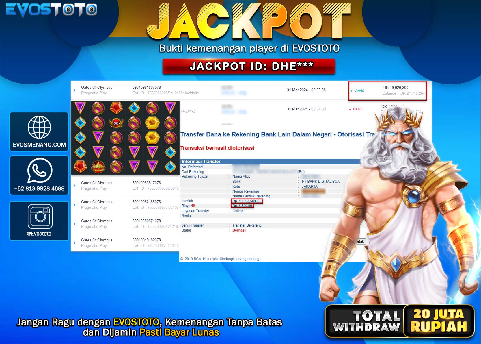 PEMBAYARAN JACKPOT SLOT GATES OF OLYMPUS 20.000.000 DI BAYAR LANGSUNG !