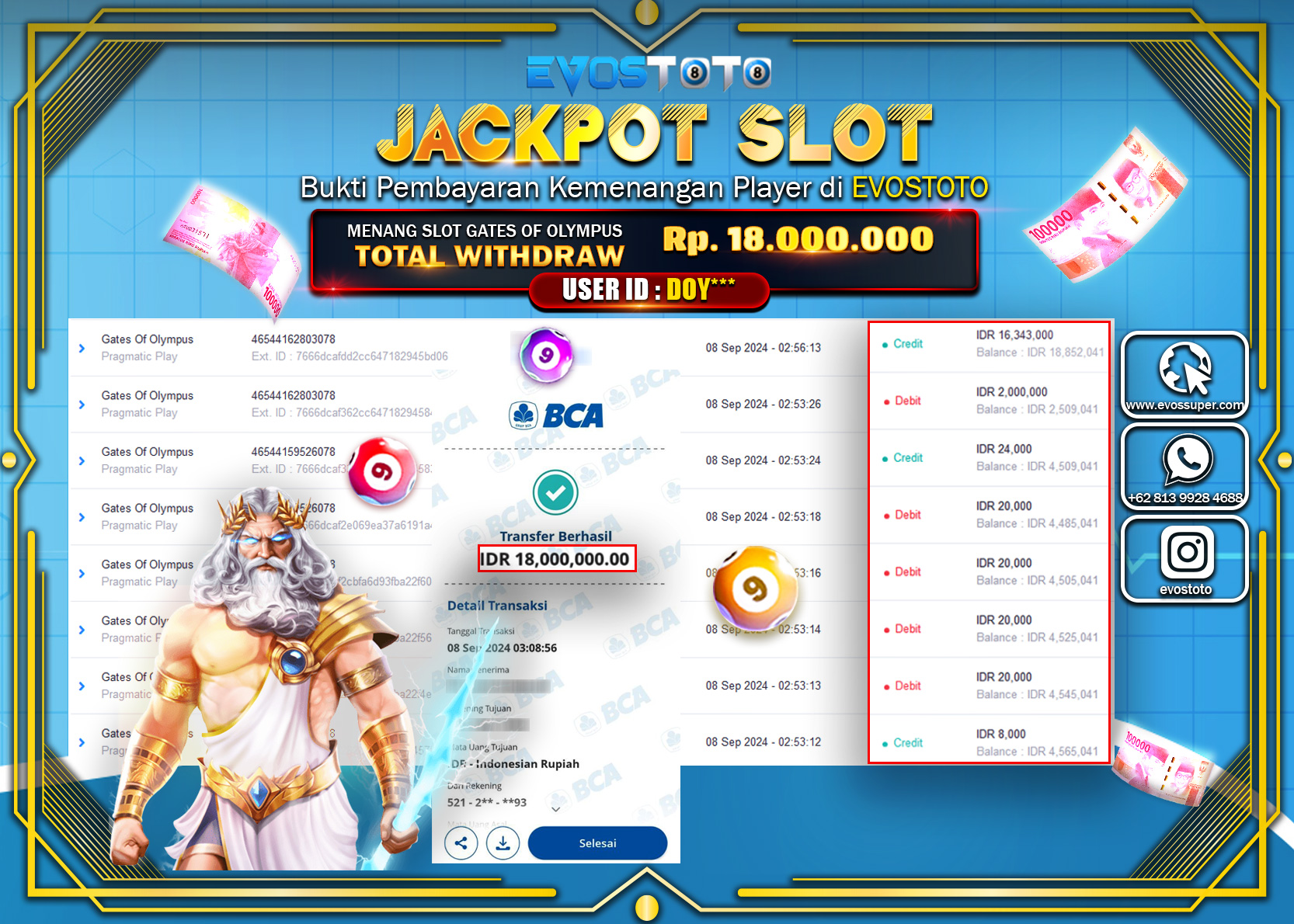 PEMBAYARAN JACKPOT SLOT GATES OF OLYMPUS 18.000.000 DI BAYAR LANGSUNG !
