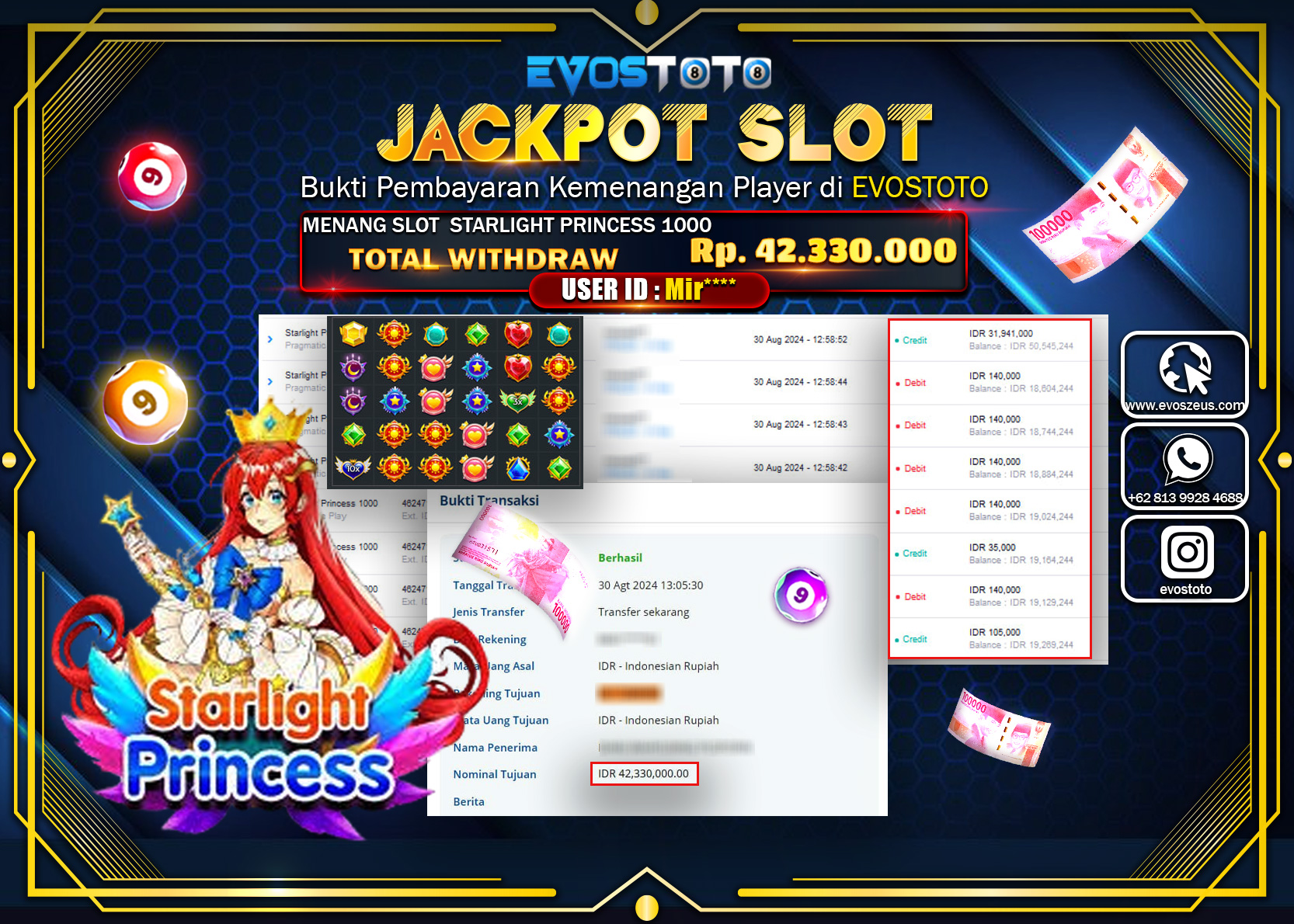 PEMBAYARAN JACKPOT SLOT STARLIGHT PRINCES 1000 42.330.000 DI BAYAR LANGSUNG !