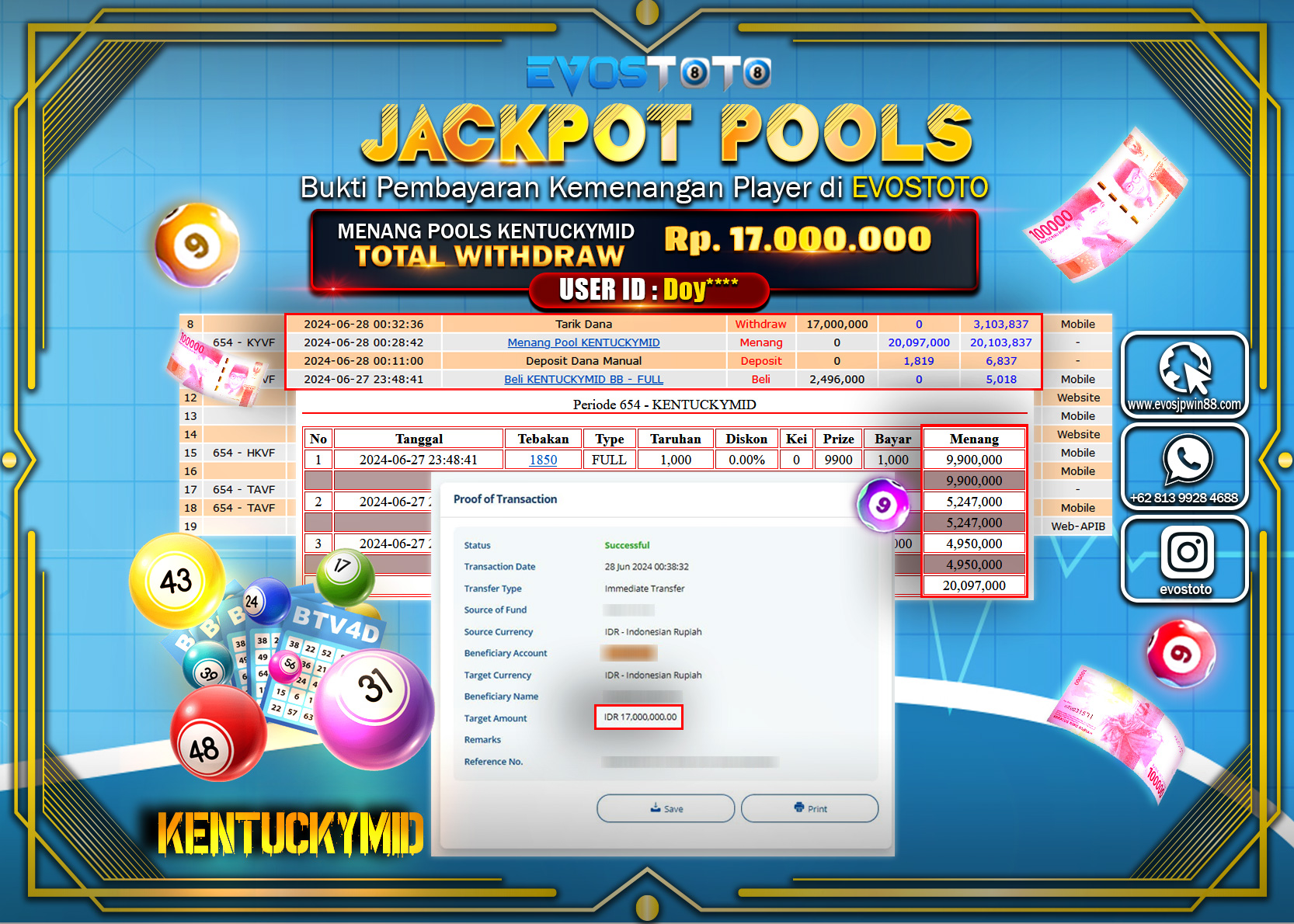 PEMBAYARAN JACKPOT TOGEL KENTUCKYMID 17.000.000 DI BAYAR LANGSUNG !