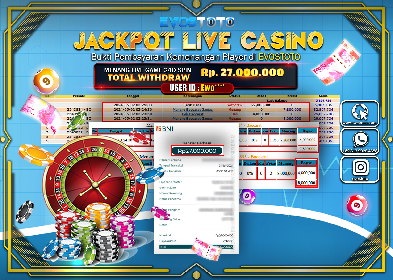 PEMBAYARAN JACKPOT LIVE GAME 24D SPIN 27.000.000 DI BAYAR LANGSUNG !