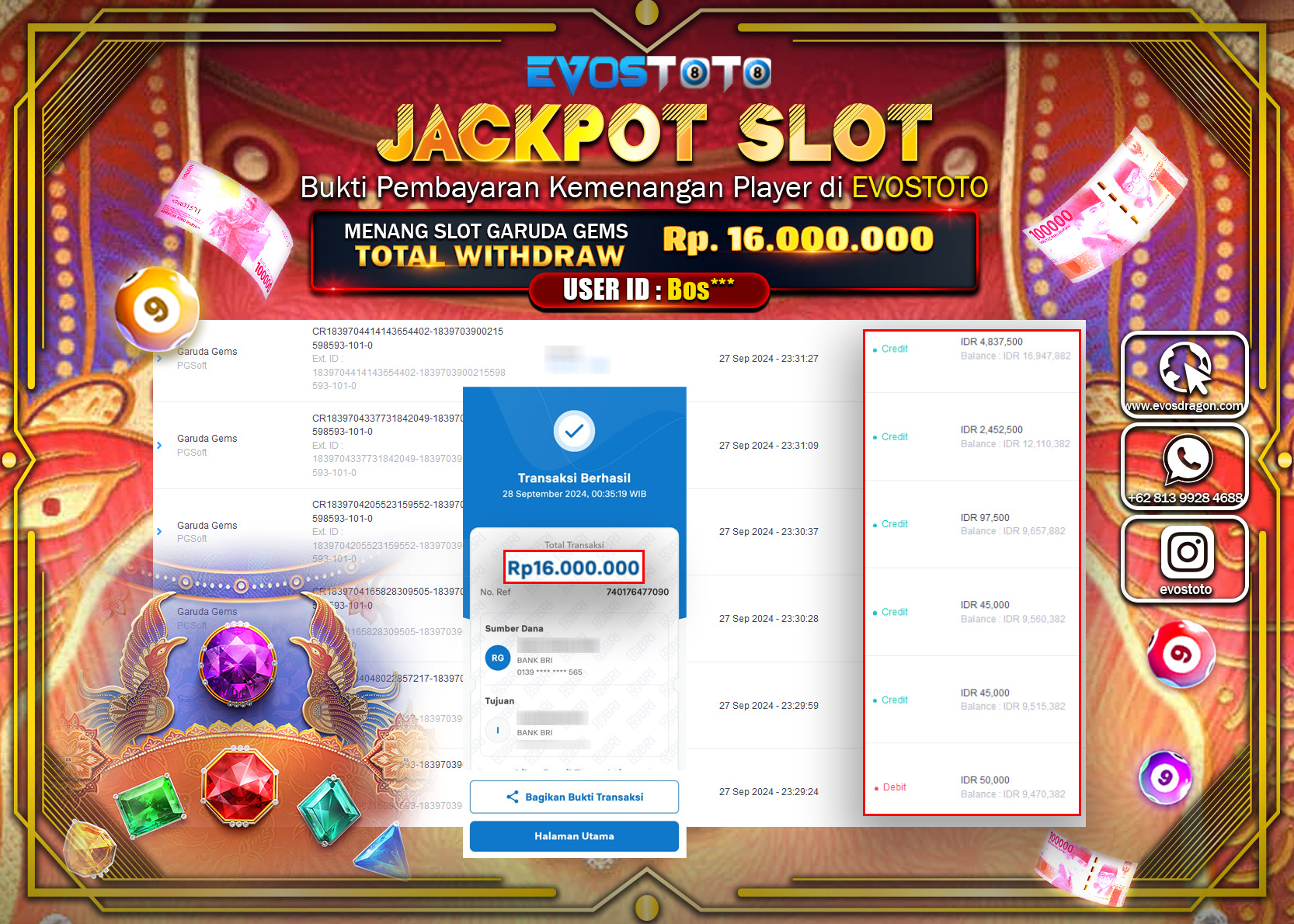 PEMBAYARAN JACKPOT SLOT  1000 16.000.000 DI BAYAR LANGSUNG !