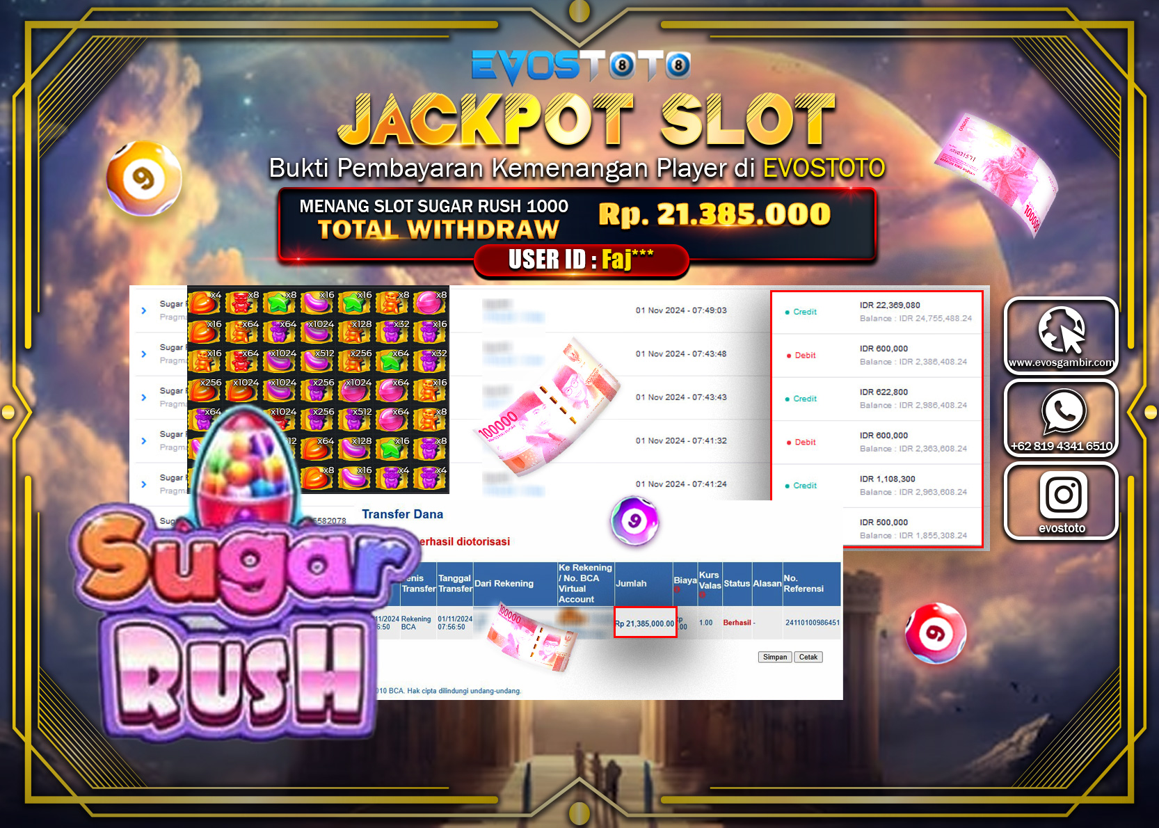 PEMBAYARAN JACKPOT SLOT SUGAR RUSH 21.385.000 DI BAYAR LANGSUNG !