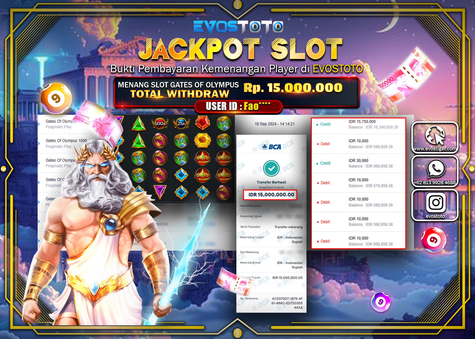PEMBAYARAN JACKPOT SLOT GATES OF OLYMPUS 1000 15.000.000 DI BAYAR LANGSUNG !