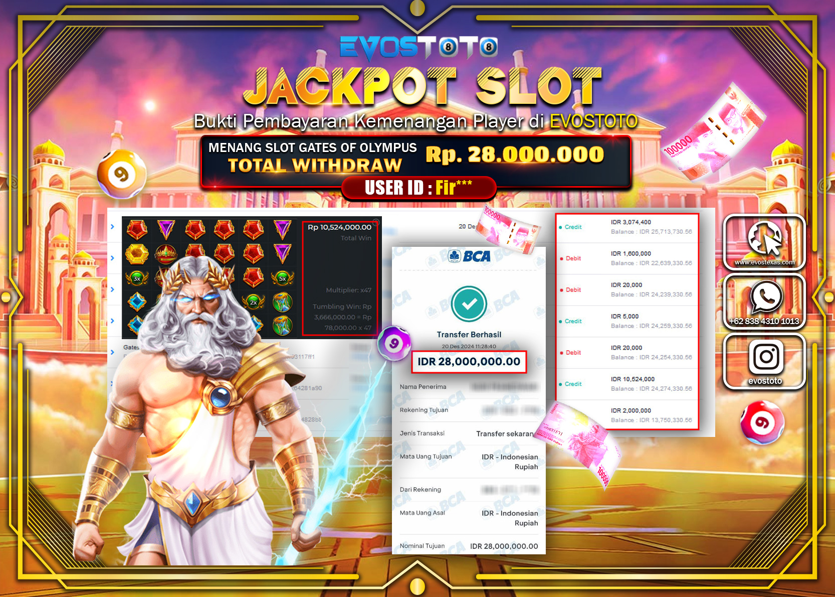 PEMBAYARAN JACKPOT SLOT GATES OF OLYMPUS 1000 Rp.28.000.000 DI BAYAR LANGSUNG !