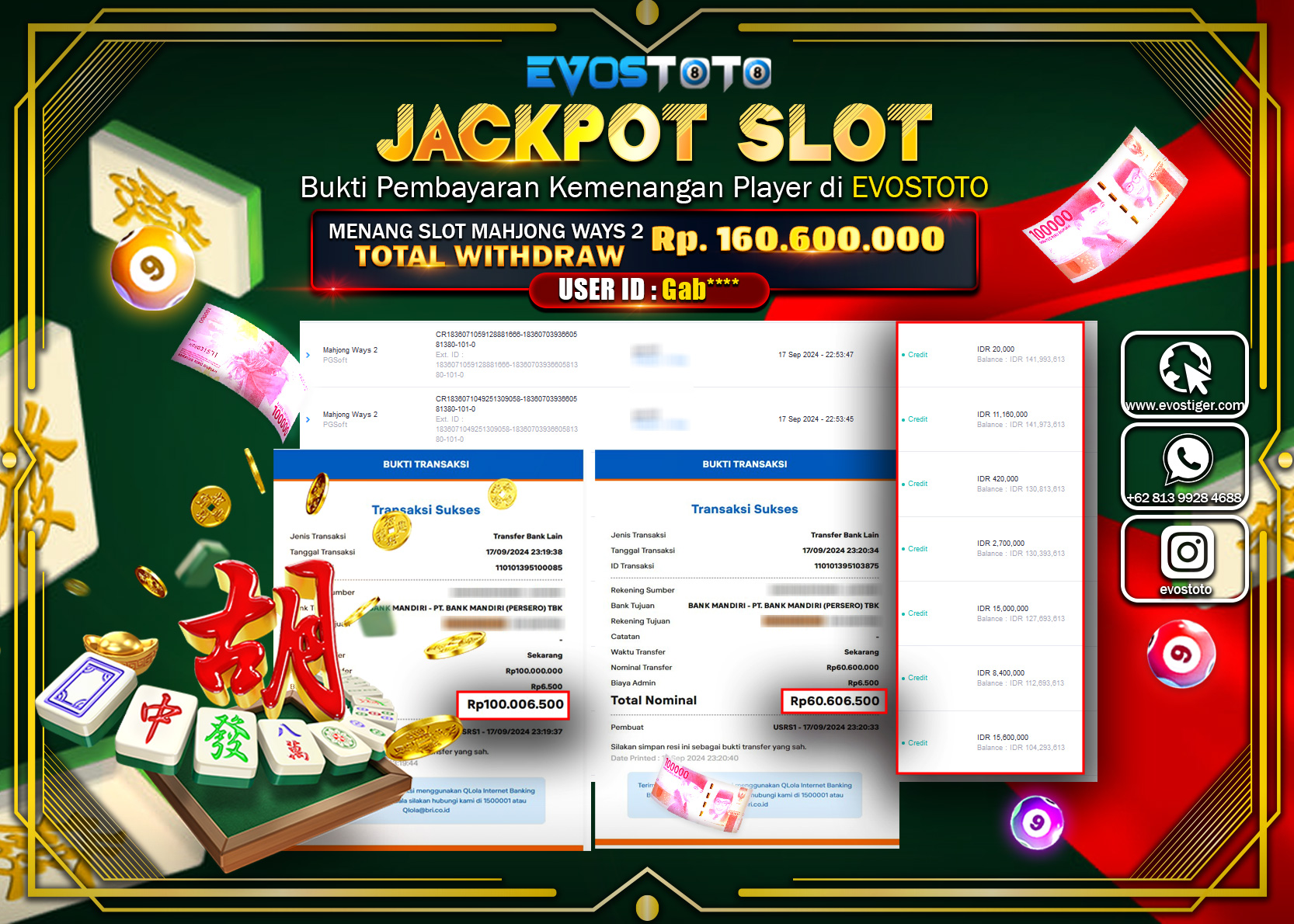 PEMBAYARAN JACKPOT SLOT MAHJONG WAYS 2 160.600.000 DI BAYAR LANGSUNG !