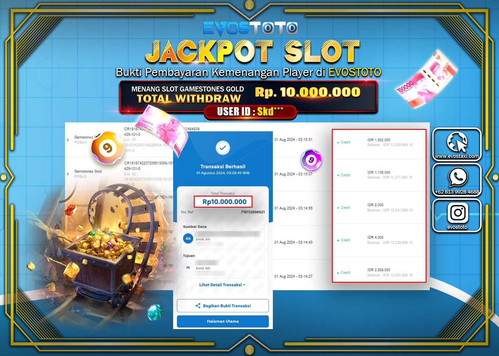 PEMBAYARAN JACKPOT SLOT GAMSTONES GOLD 10.000.000 DI BAYAR LANGSUNG !