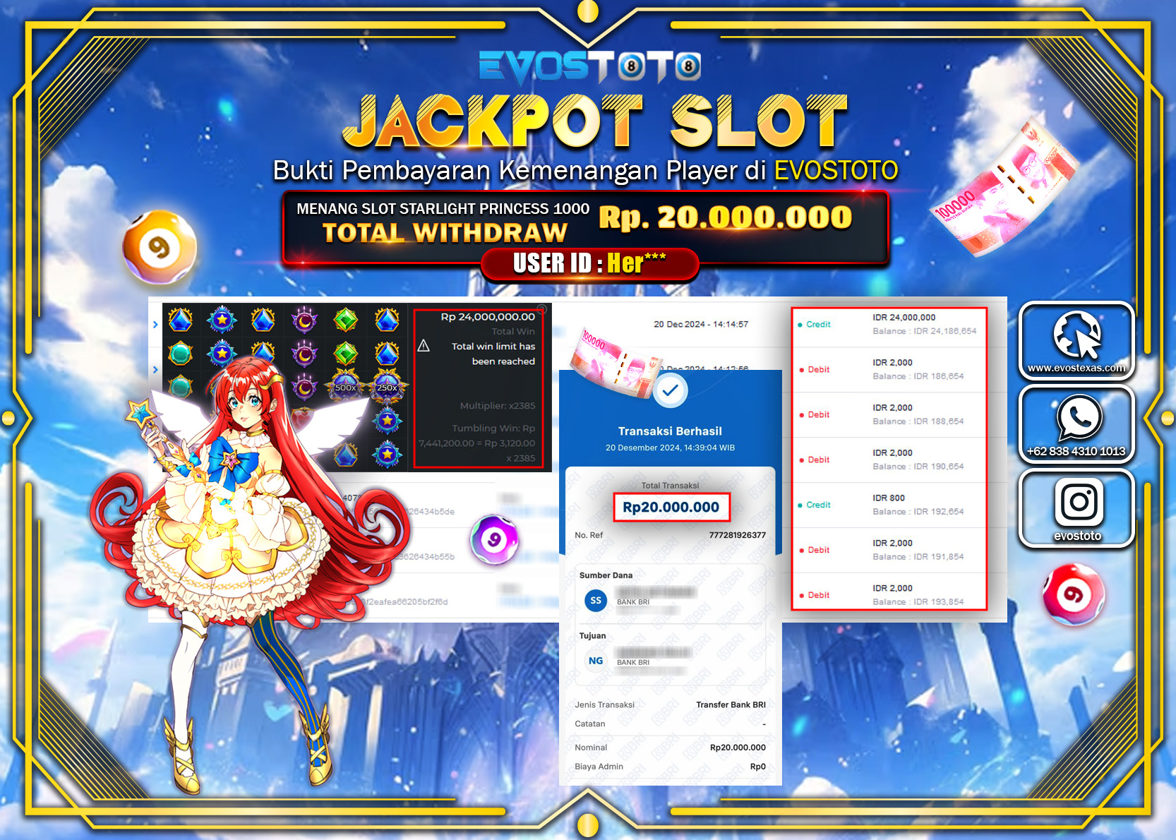 PEMBAYARAN JACKPOT SLOT STARLIGHT PRINCESS  1000 Rp.20.000.000 DI BAYAR LANGSUNG !