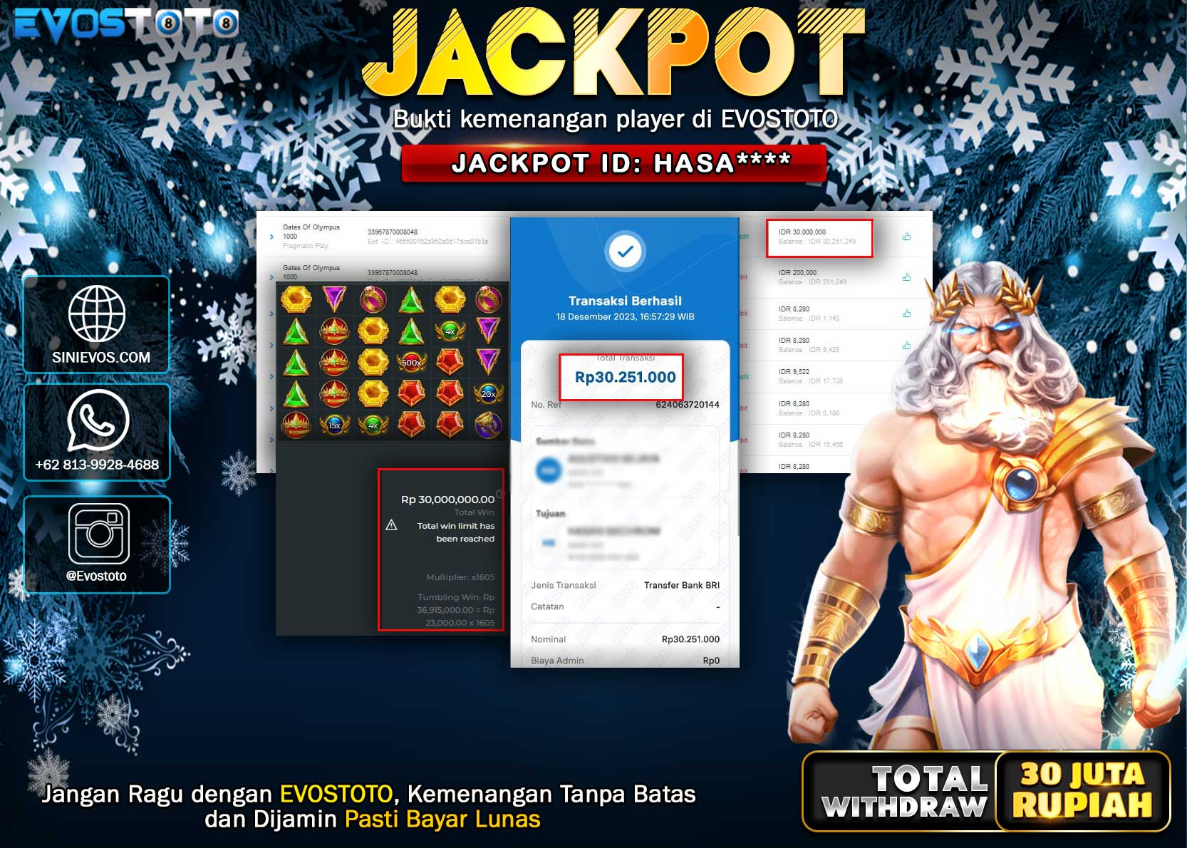 PEMBAYARAN JACKPOT SLOT GATES OF OLYMPUS 30.251.000 DI BAYAR LANGSUNG !