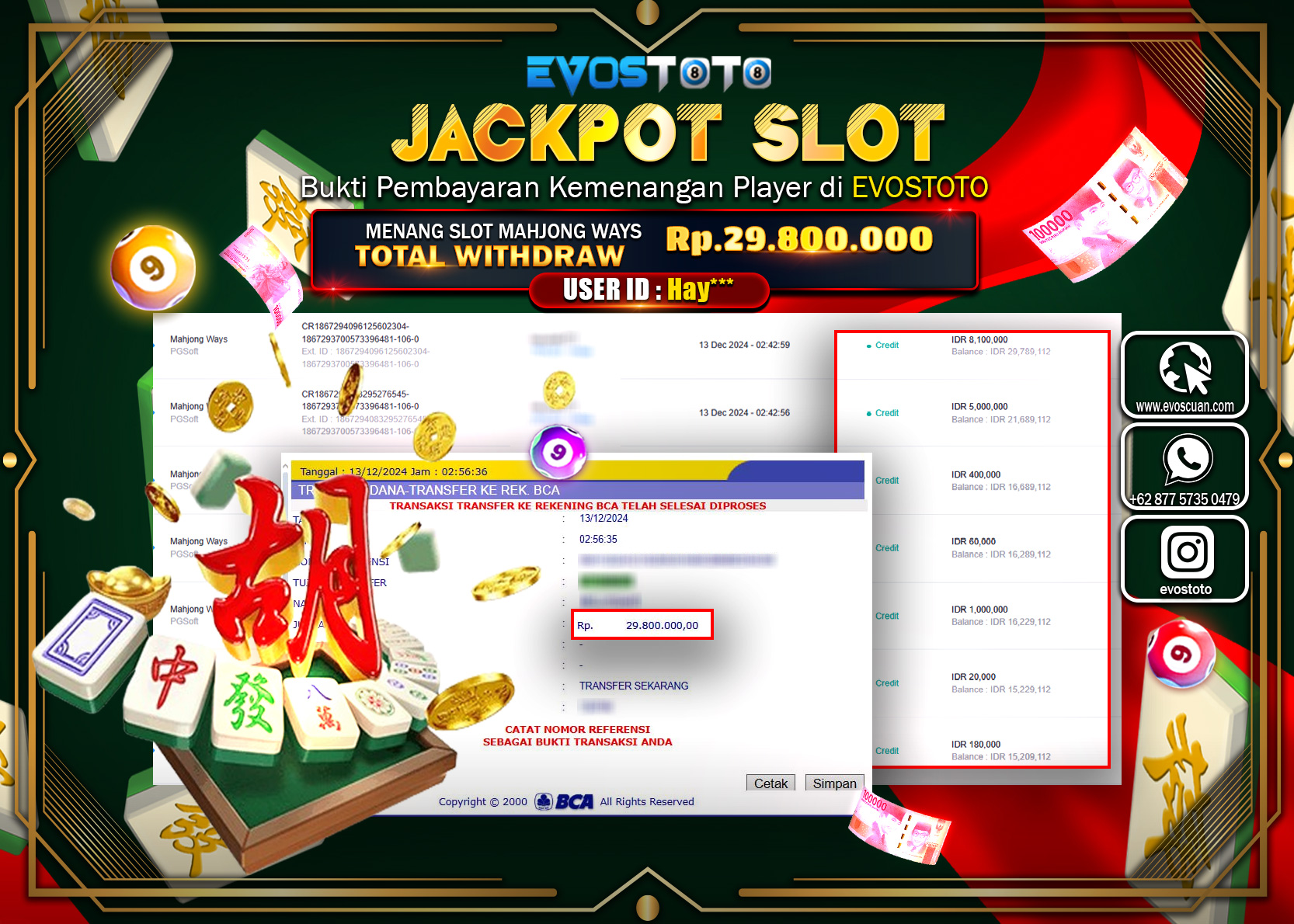 PEMBAYARAN JACKPOT SLOT MAHJONG WAYS Rp.29.800.000 DI BAYAR LANGSUNG !