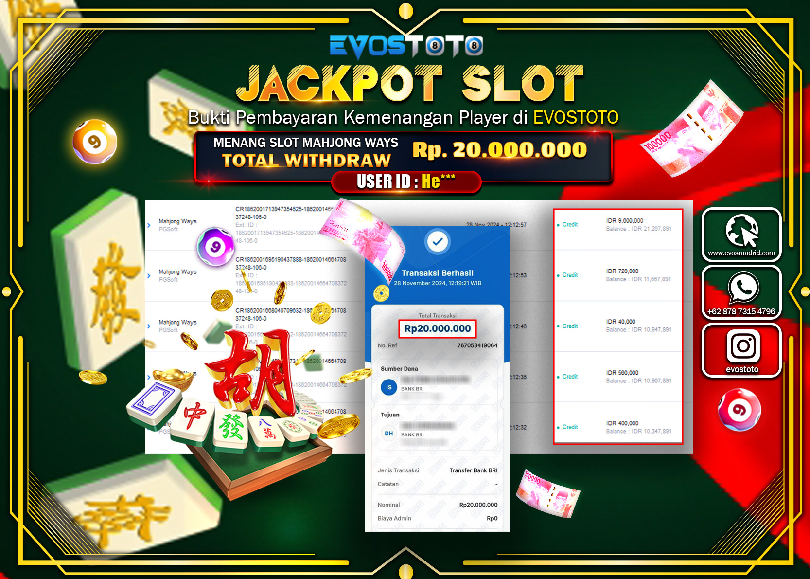 PEMBAYARAN JACKPOT SLOT MAHJONG WAYS 20.000.000 DI BAYAR LANGSUNG !