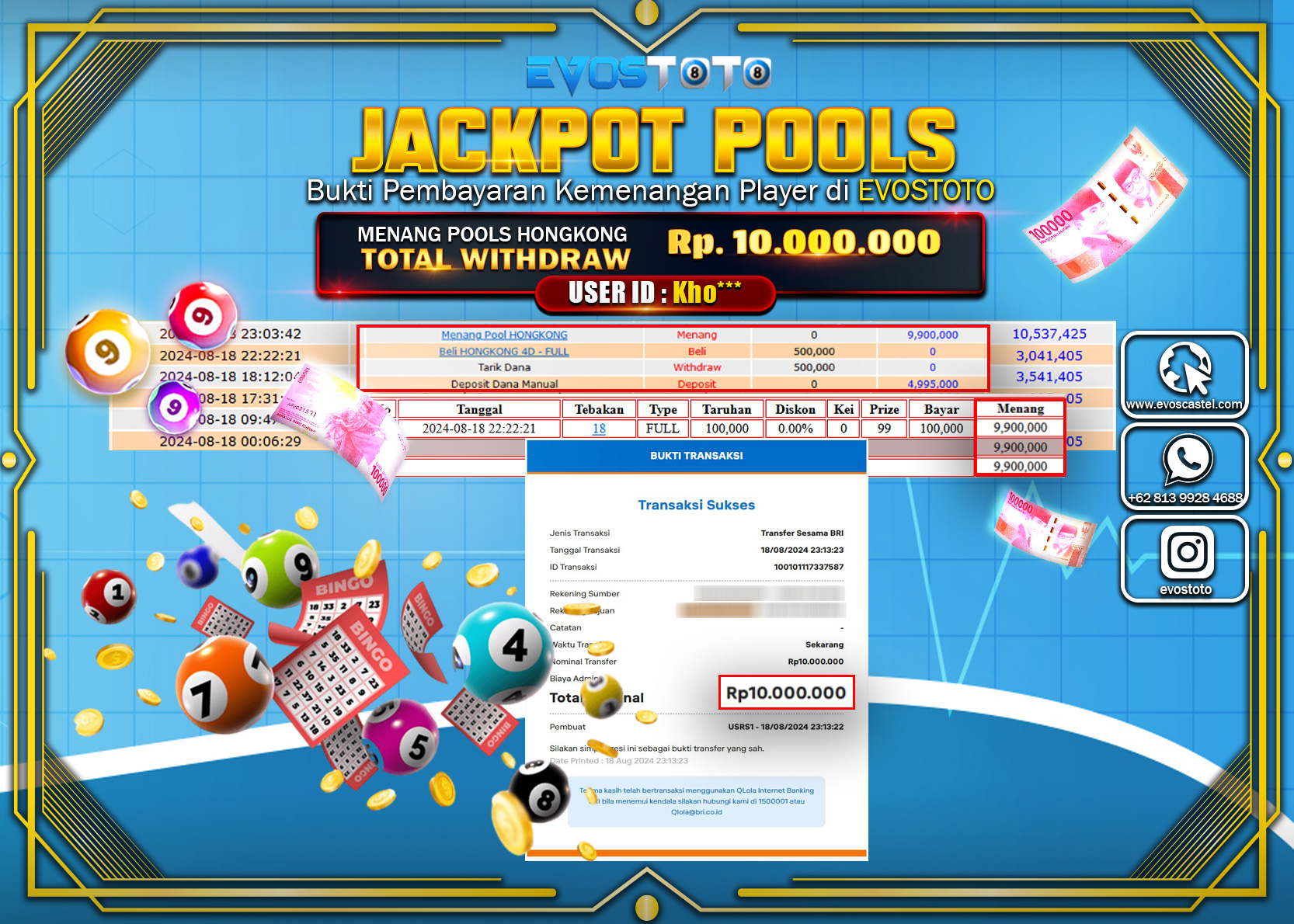 PEMBAYARAN JACKPOT TOGEL POOLS HONGKONG  10.000.000 DI BAYAR LANGSUNG !