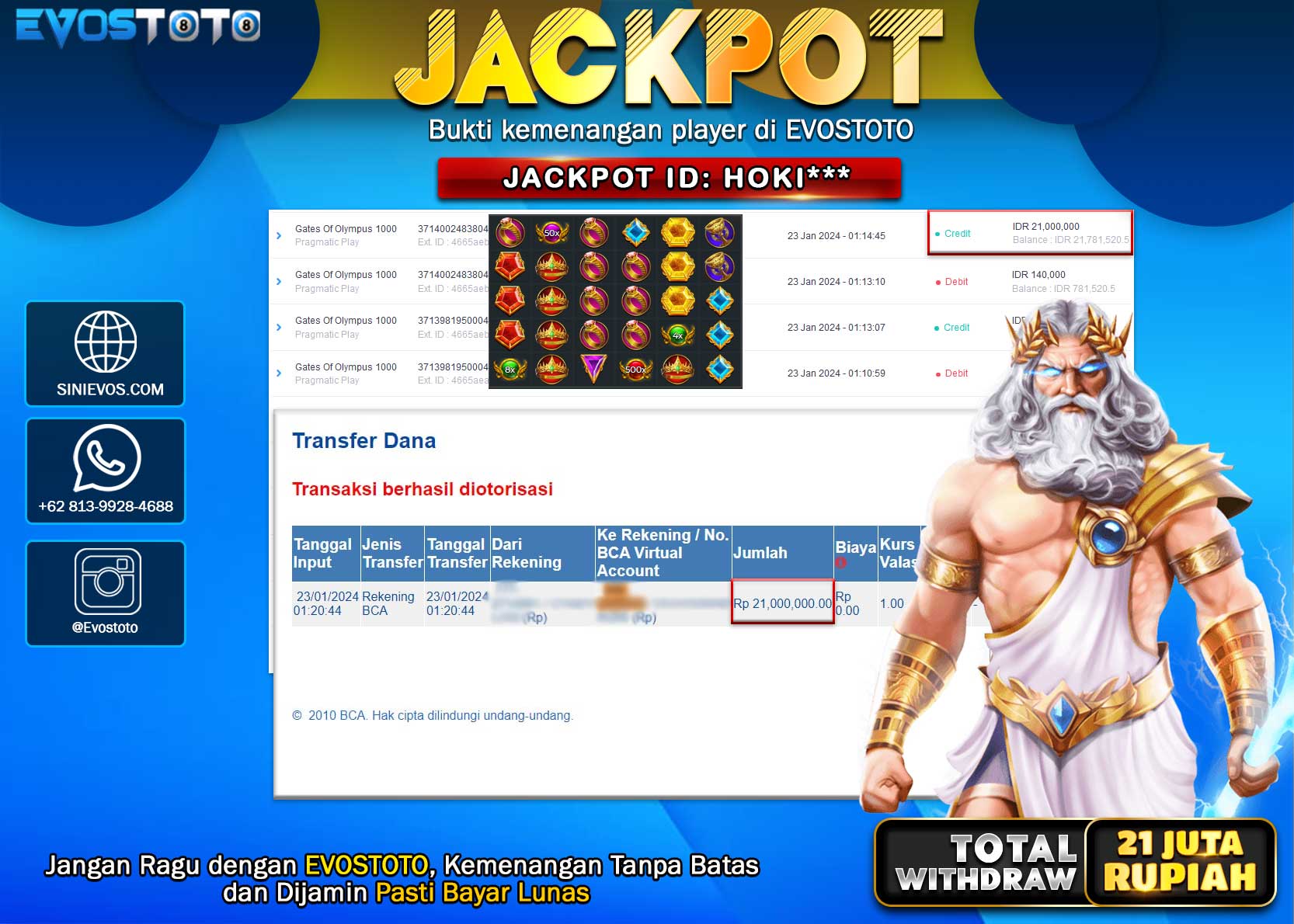PEMBAYARAN JACKPOT SLOT GATES OF OLYMPUS 1000 21.000.000 DI BAYAR LANGSUNG !