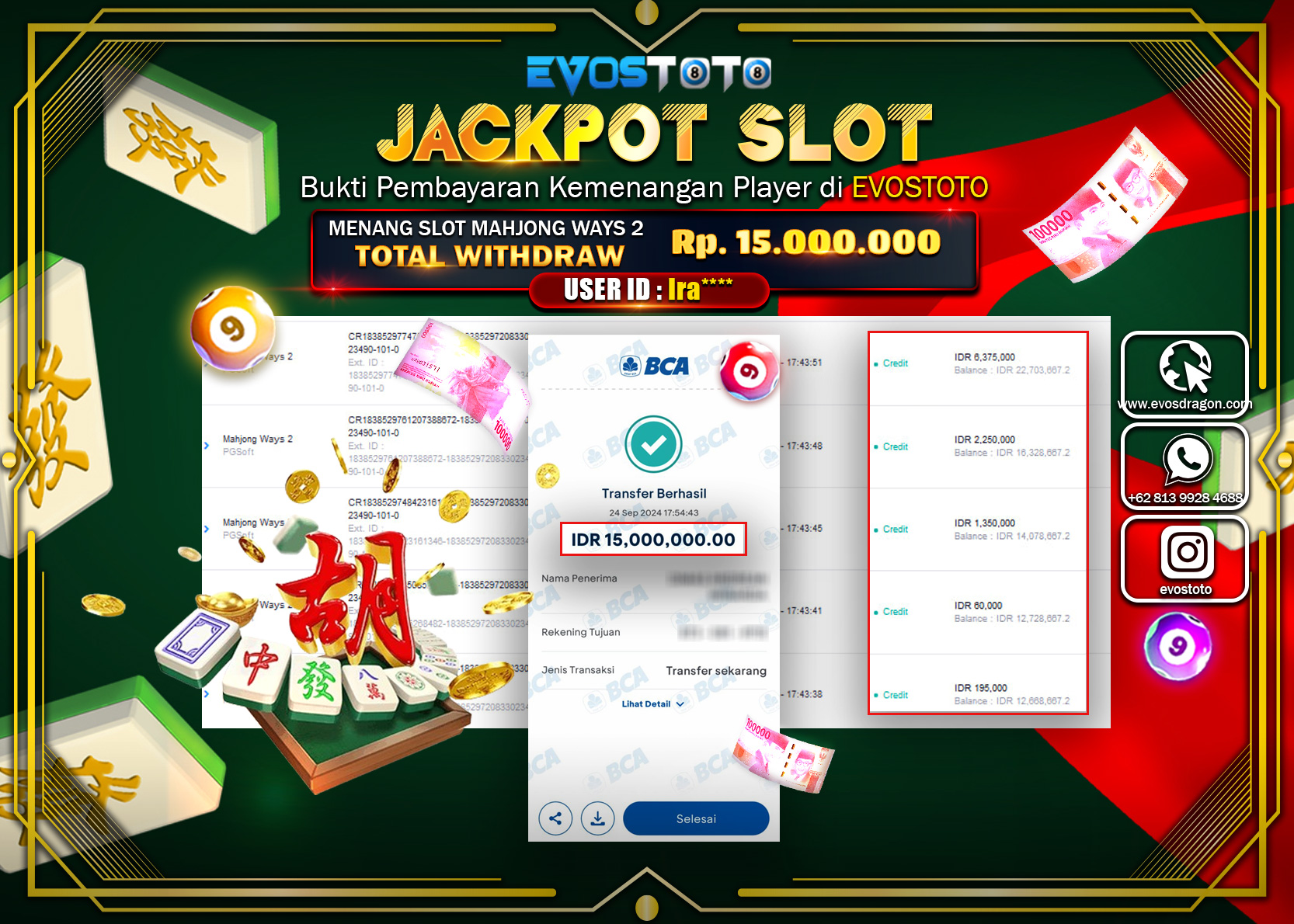PEMBAYARAN JACKPOT SLOT MAHJONG WAYS  215.000.000 DI BAYAR LANGSUNG !