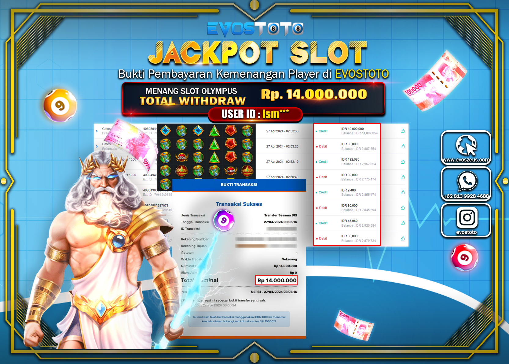 PEMBAYARAN JACKPOT SLOT GATES OF OLYMPUS 1000 14.000.000 DI BAYAR LANGSUNG !
